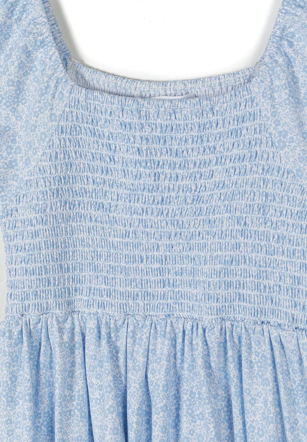 MINOTI Jerseykleid für Mädchen mit Smokoberteil Blumenmuster – Bild 4 von 4