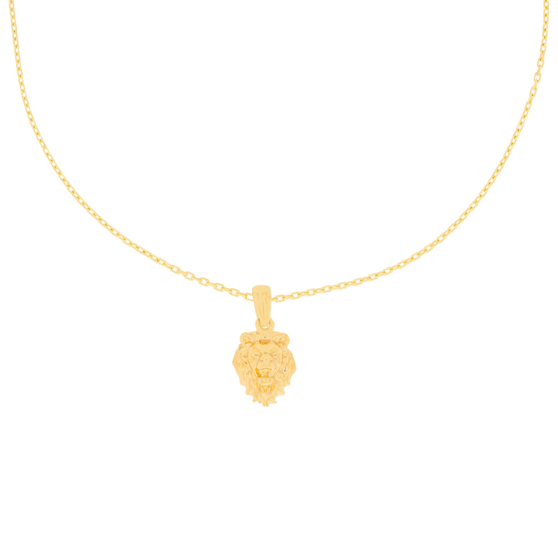 Collier 585er Gelbgold Collierkette mit Löwenkopf Anhänger