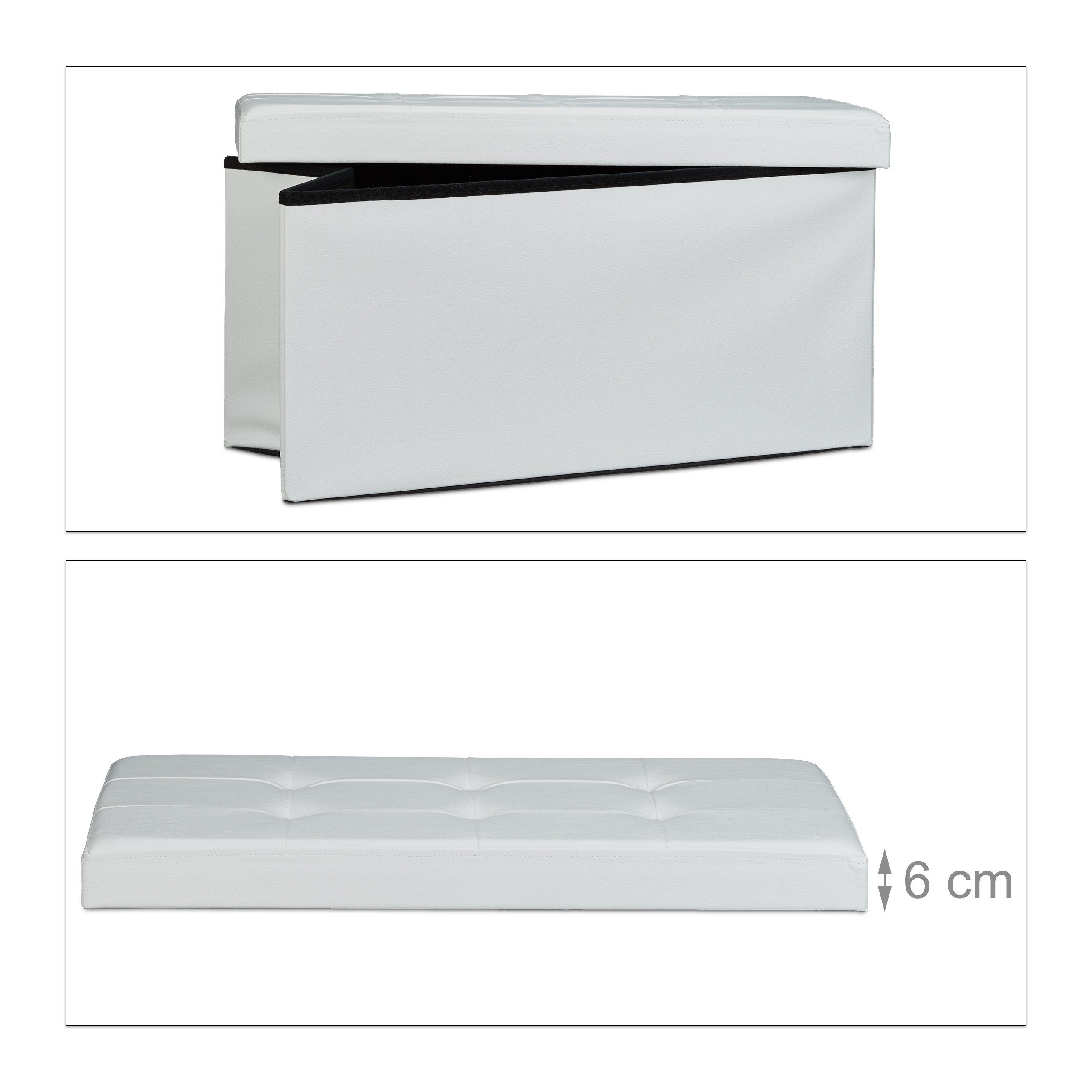 relaxdays Sitzbank mit Stauraum Kunstleder (1-St), weiß – Bild 5 von 5
