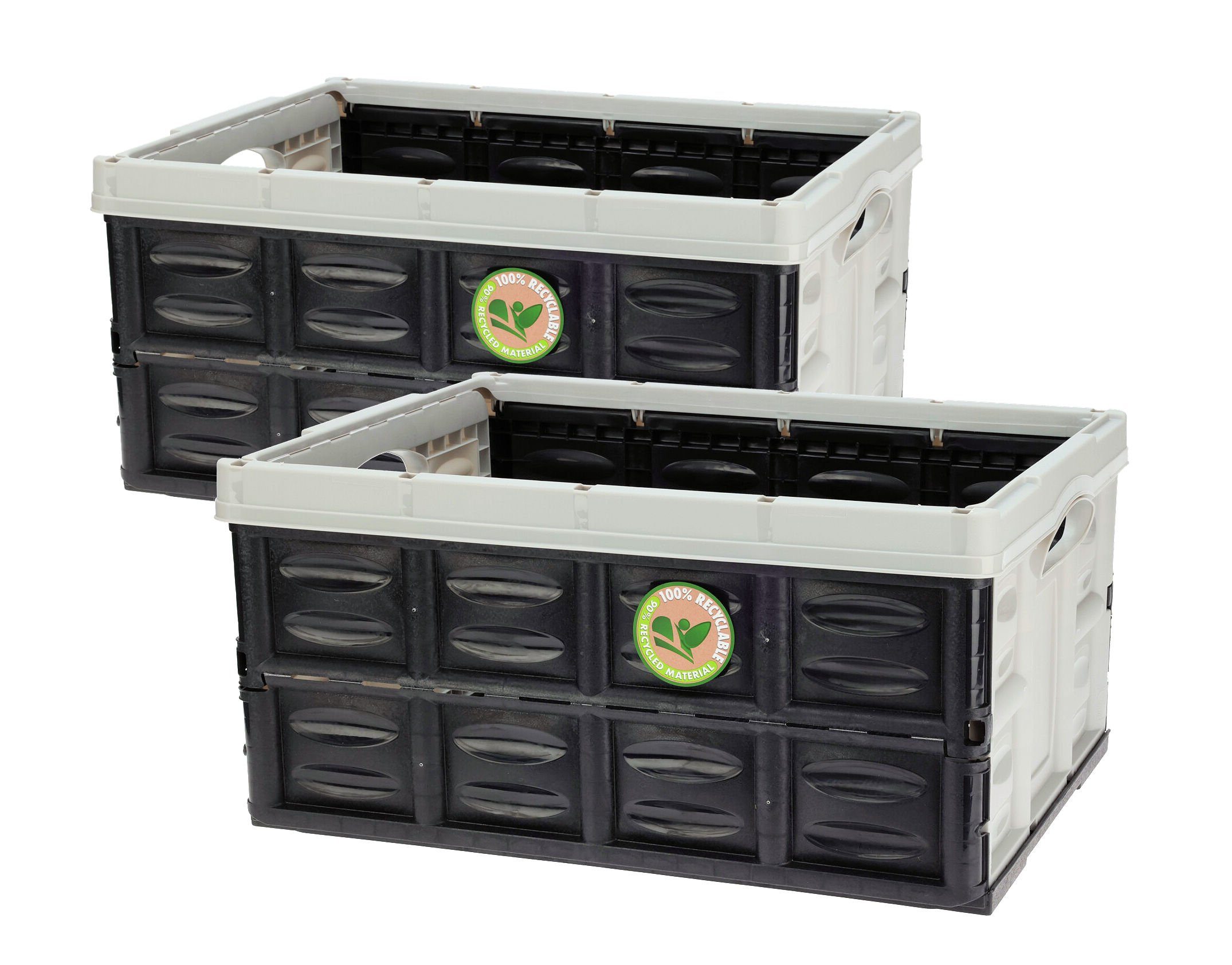 Faltbox Klappbox 2er Set schwarz-grau - 45 L / 53 x 39 cm