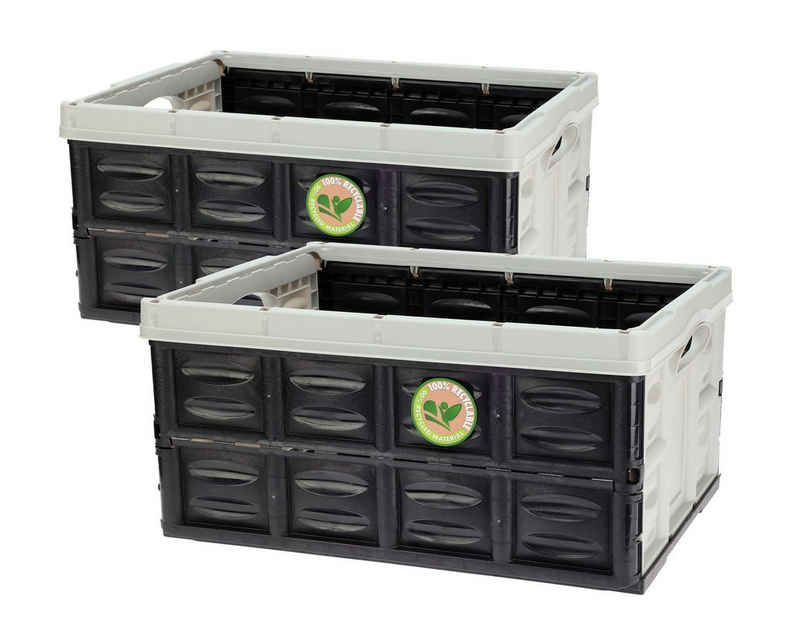 Spetebo Faltbox Klappbox 2er Set schwarz-grau - 45 L / 53 x 39 cm (2er-Set), Universal Faltbox mit Tragegriffen aus recycelbarem Material
