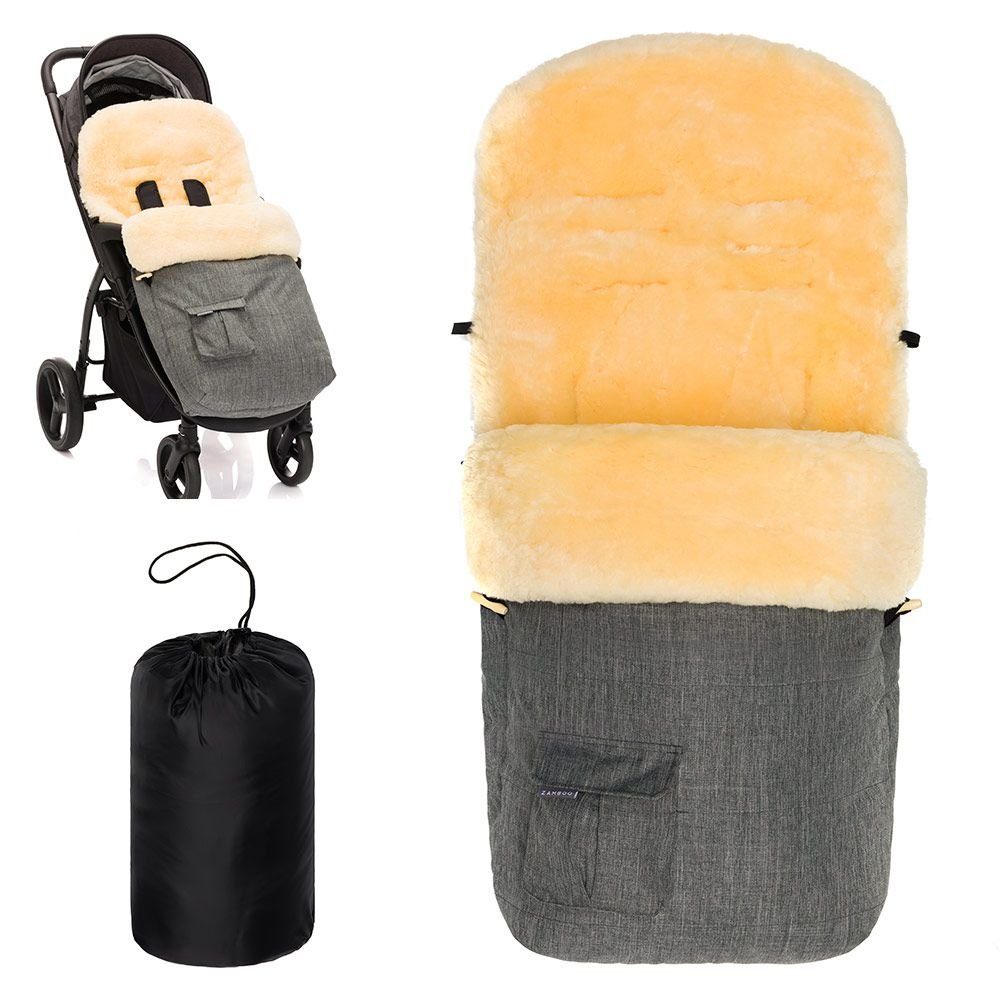 Zamboo Fußsack Melange Hellgrau, Lammfell Winter Fußsack für Kinderwagen & Buggy Baby Winterfußsack