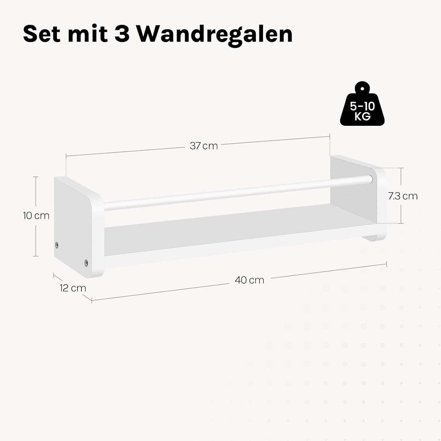 Woltu Wandregal, 3-tlg., Schweberegal weiß, Regal Wand 2 Montagemöglichkeiten