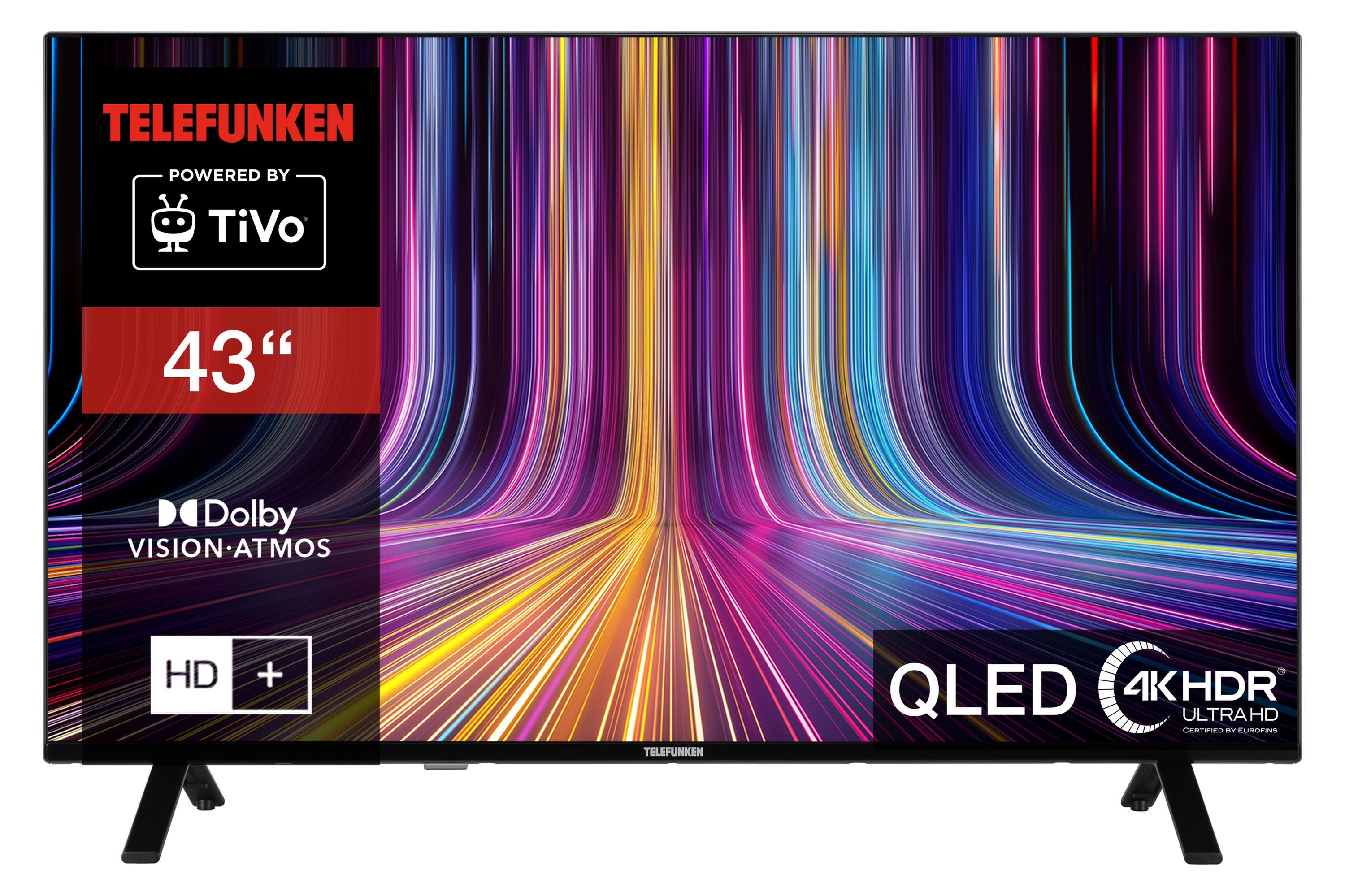 Telefunken QU43TO750S QLED-Fernseher (108 cm/43 Zoll, 4K Ultra HD, Smart TV powered by TiVo, 4K UHD QLED, HDR Dolby Vision, Triple-Tuner, 6 Monate HD)