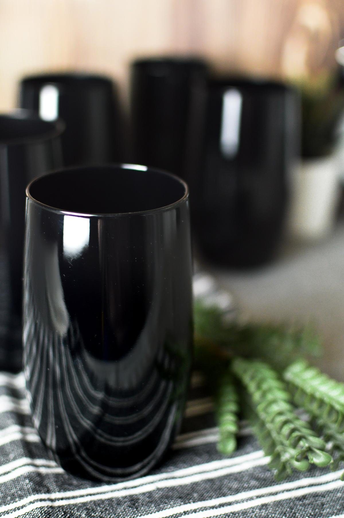 Sendez Gläser-Set 6 Schwarze Trinkgläser 420ml Saftgläser Cocktailgläser Longdrinkgläser, 6-tlg., Glas – Bild 4 von 4