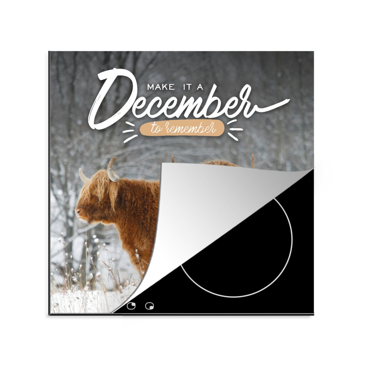 MuchoWow Herdblende-/Abdeckplatte Mach den Dezember zu einem denkwürdigen Tag" - Sprichwörter - Zitate, Vinyl, (1 tlg), 78x78 cm, Ceranfeldabdeckung, Arbeitsplatte für küche