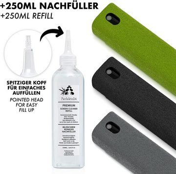 Perfekto24 Bildschirmreiniger 2in1 3er Set mit Refiller 250ml - Screen Cleaner Reinigungstuch