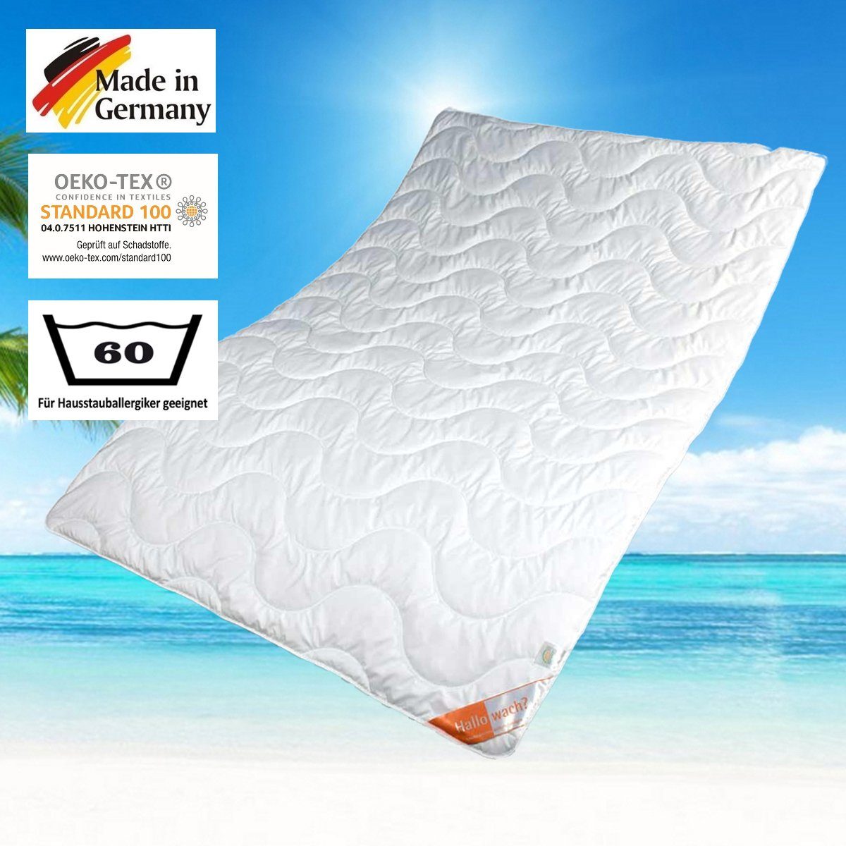 Sommerbettdecke, Hallo Wach Klimafaser Sommerbett Steppbett Sommerdecke  155x220 60°, Garanta, Füllung: 100% Klimafaser, Softpolyester, Bezug:  Microfaser, Öko-Test-Auszeichnung