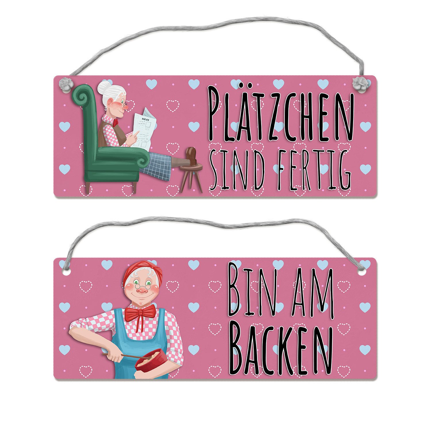 Metallschild Wendeschild mit Kordel Das perfekte Gadget für alle die gerne Backen