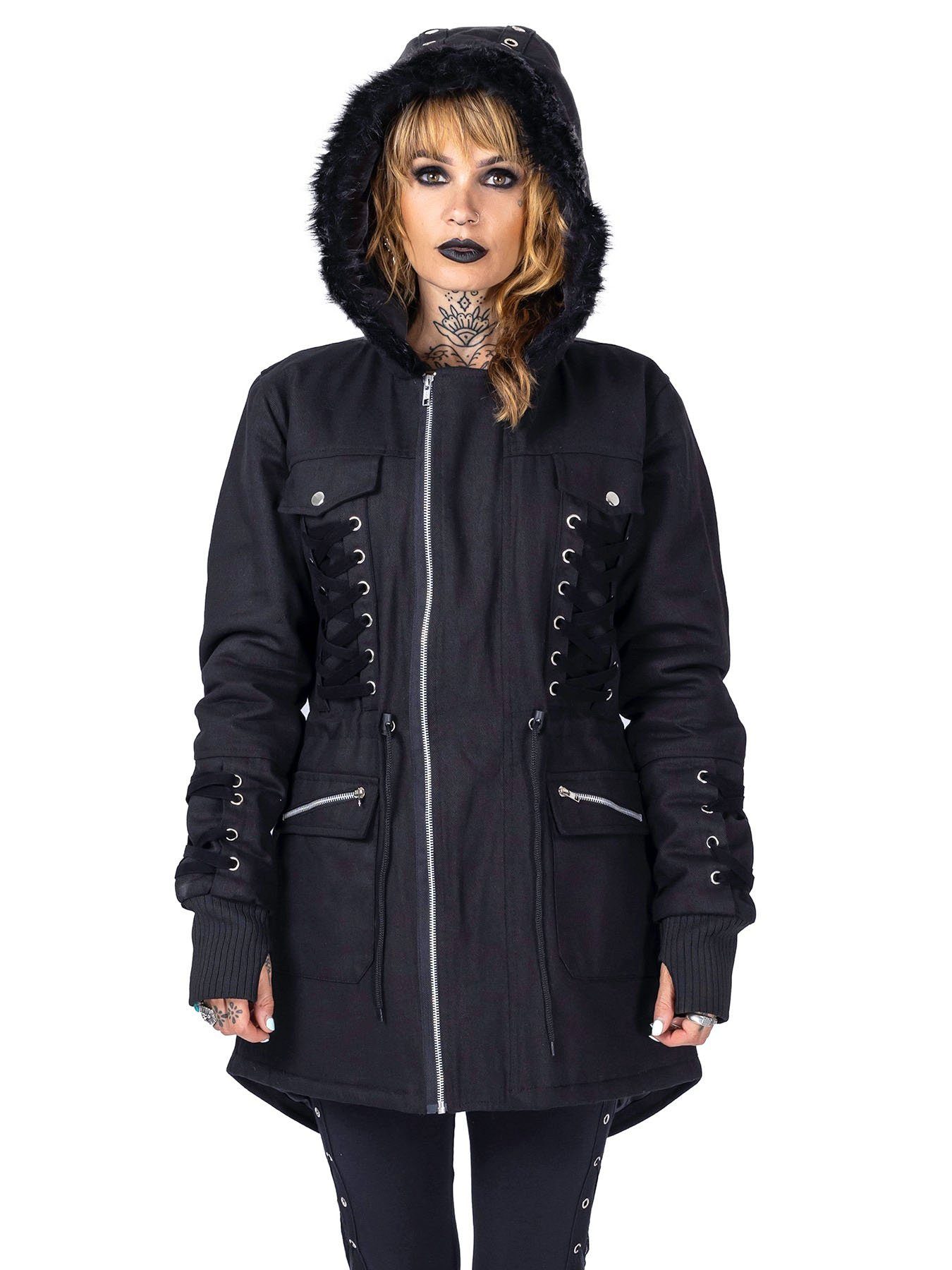 Vixxsin Blouson Emre Jacke Gothic Metal Schnürung