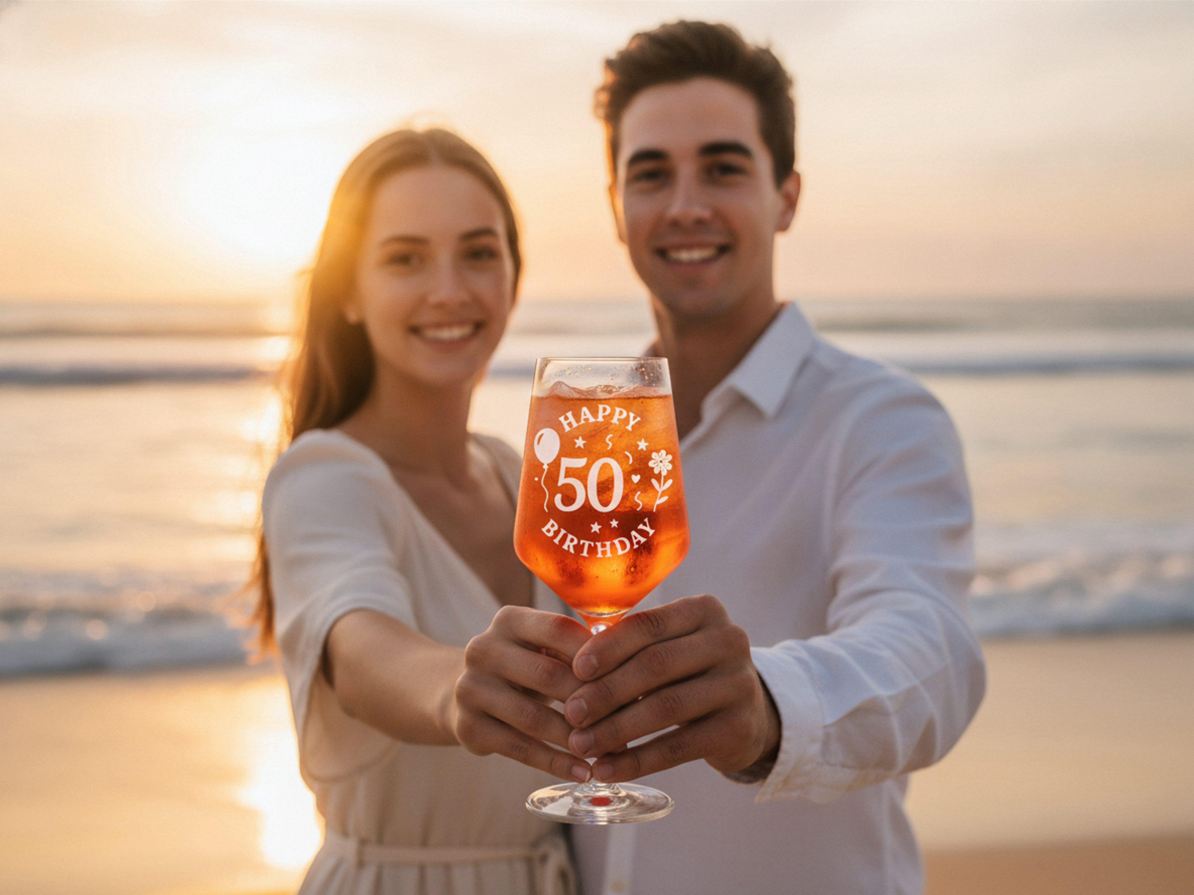 Valhalla Weinglas Gravur Happy Birthday 50 Geburtstag 350ml, 1-tlg., Glas, Atemberaubende Darstellung – Bild 4 von 5