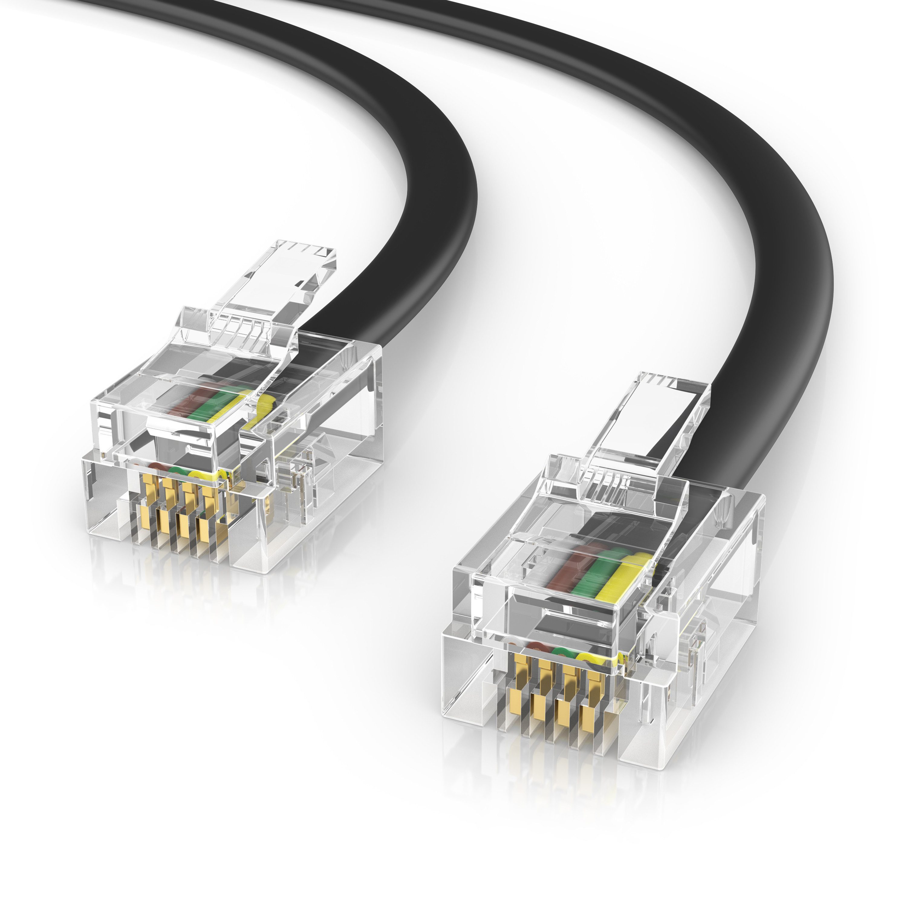 CSL Flachkabel RJ11 zu RJ 11, Router zu Telefon Fax Anrufbeantworter 0,5 m Telefonkabel, RJ-11, RJ-11 (50 cm), Modularkabel, Telefonanschlusskabel, Modem, DSL, VDSL, ISDN, flach