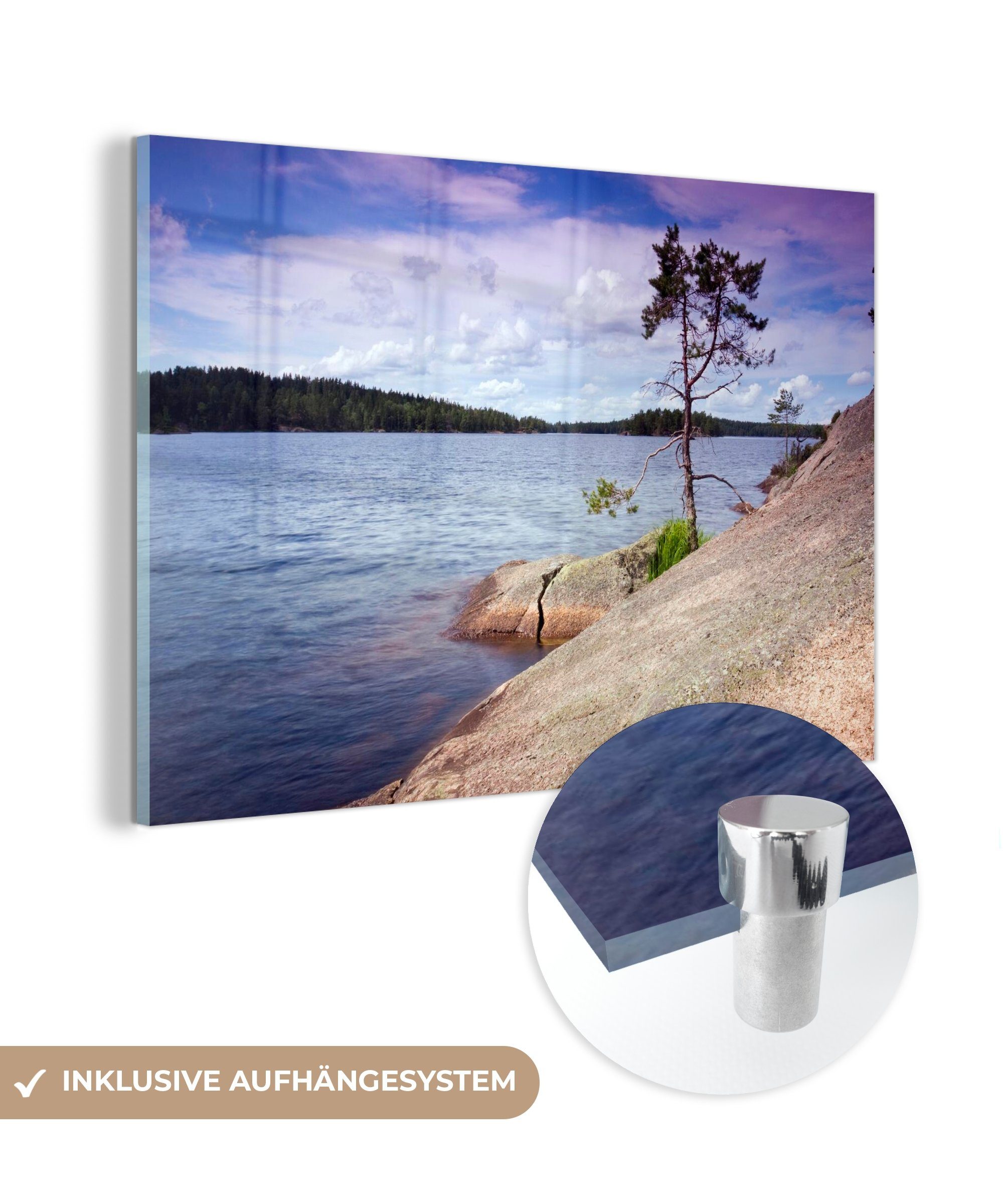 MuchoWow Acrylglasbild Farbenfroher Himmel über dem Tiveden-Nationalpark in Schweden, (1 St), Acrylglasbilder Wohnzimmer & Schlafzimmer