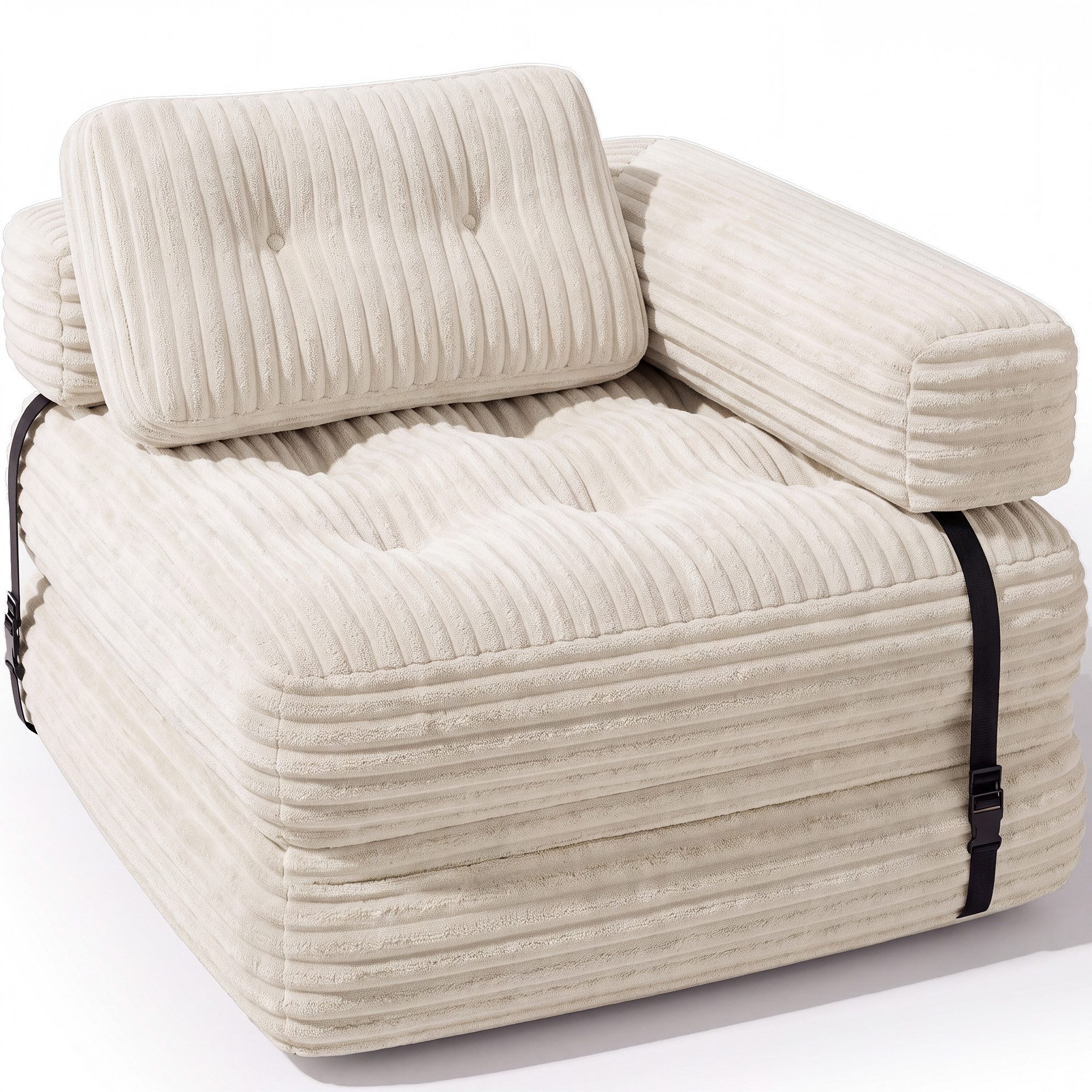 Blishom 1,5-Sitzer 2-in-1 Schlafsofa aus Cord, faltbar, 170 x 85 x 20 cm, Klappmatratzen eignen sich für kleine Wohnungen und Schlafzimmer