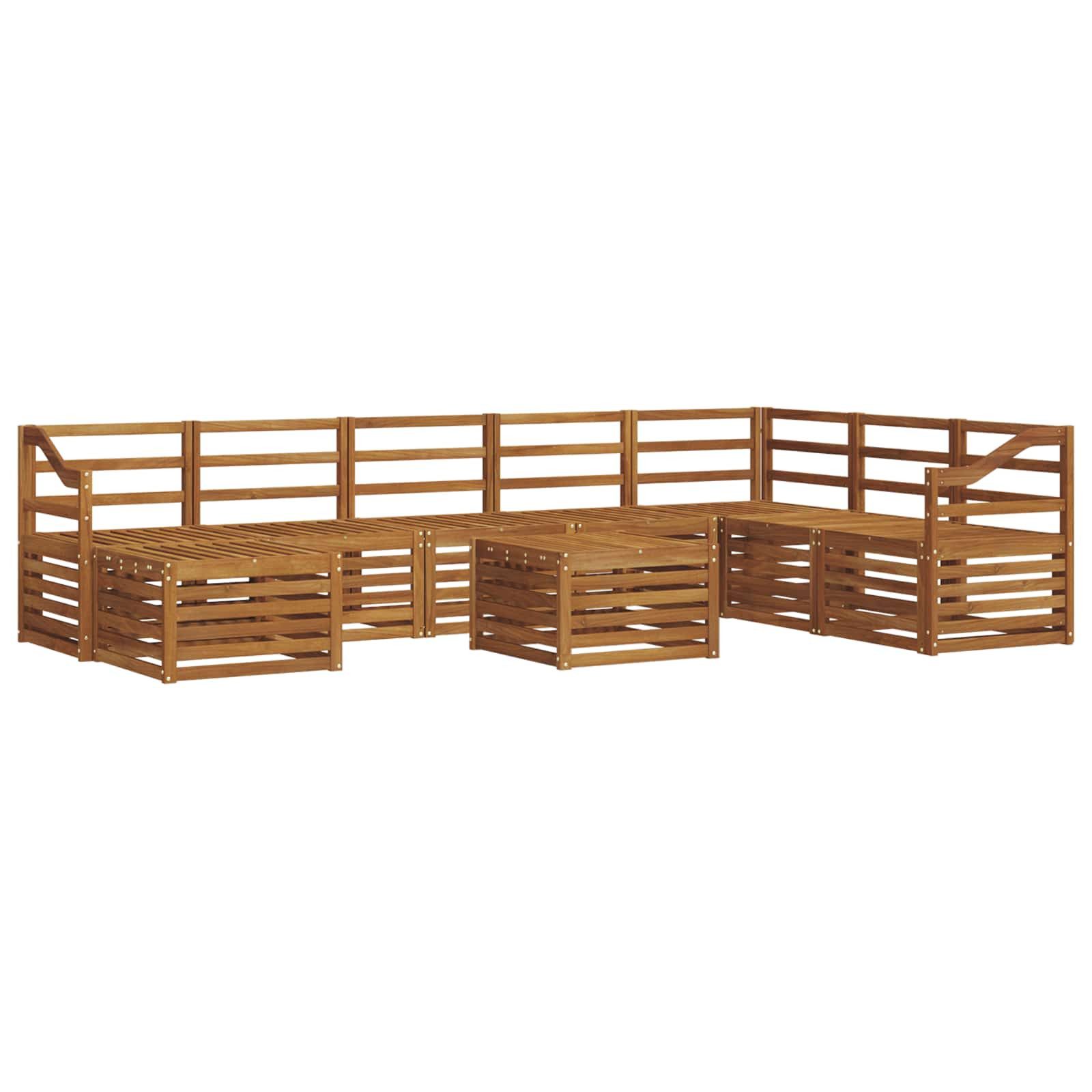 vidaXL Gartenlounge-Set Outdoor-Sofagarnitur 9 pcs Natur Massivholz, (9-tlg)