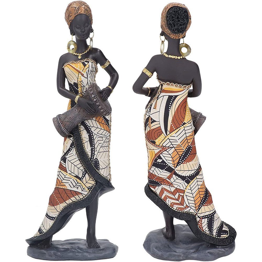 Kunst Dekoobjekt Statue Afrikanische Heimbüro HAMÖWO Kunstharz Figur für Deko Trommel