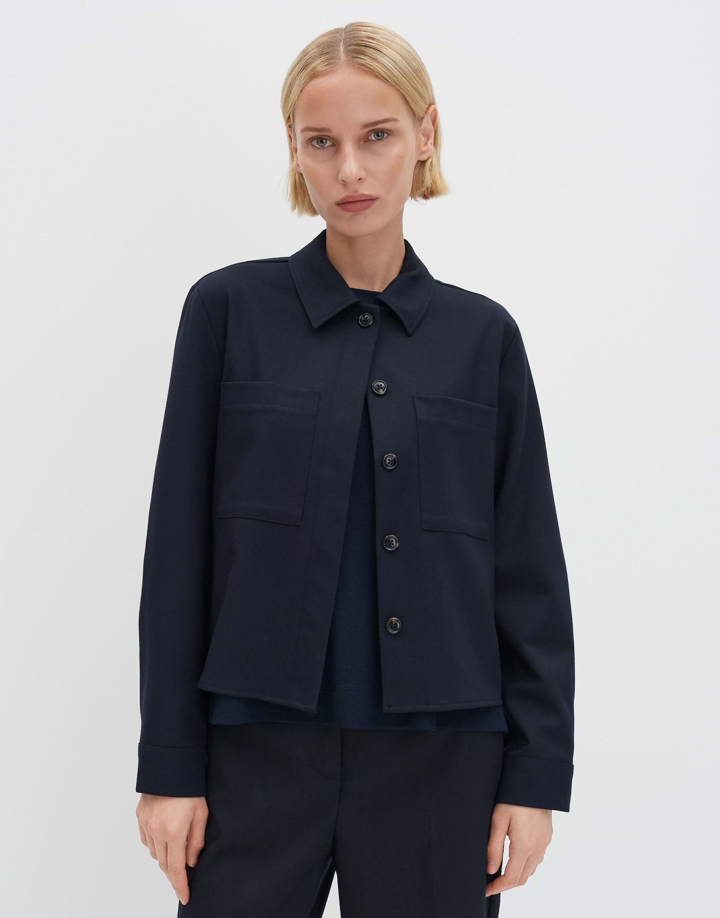 someday Hemdbluse ZWOLI Regular Boxy aus Viskose Woll Mix gerader Schnitt, verkürzte Länge, fließender Fall