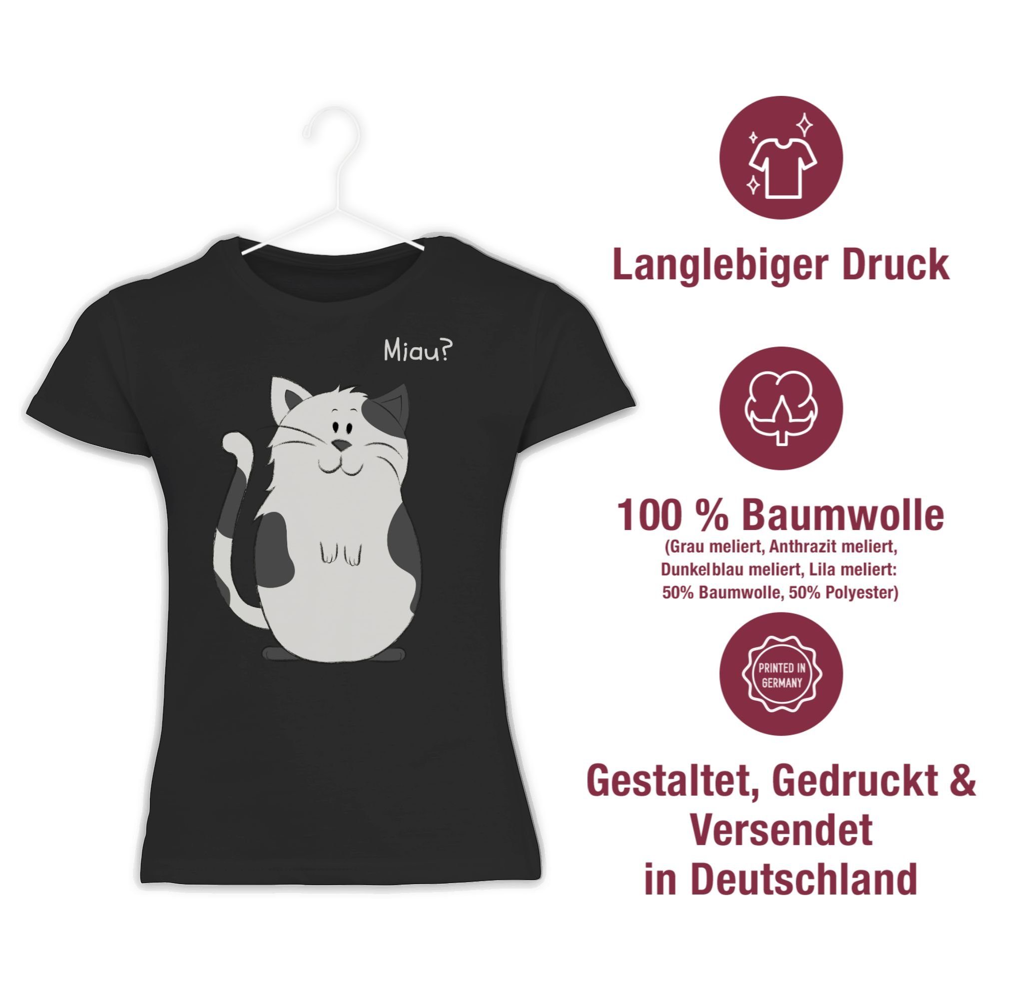 Shirtracer T-Shirt lustige Katze Schwarz Print Animal 1 Tiermotiv