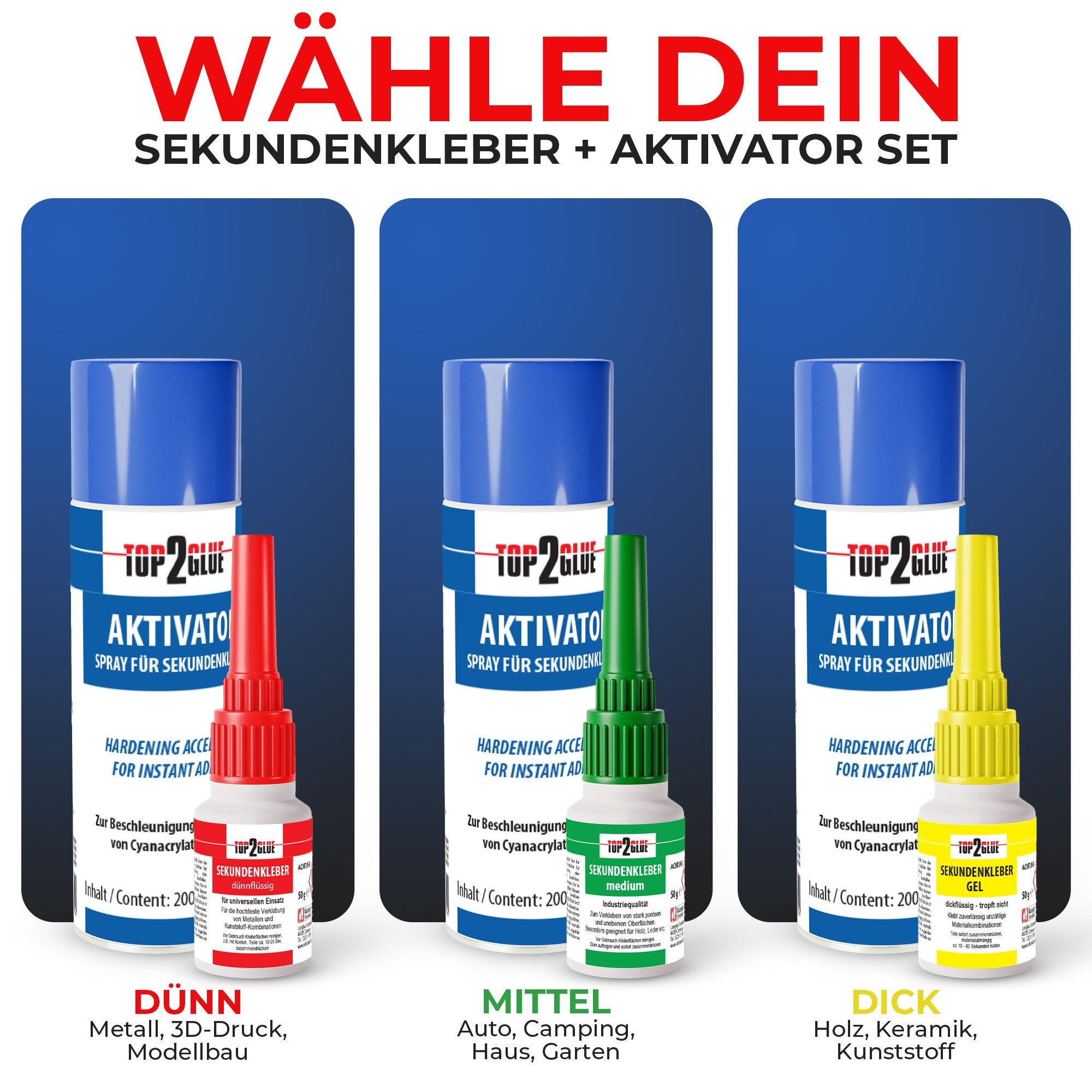 Top2Glue Sekundenkleber XXL Aktivator Sekundenkleber extra stark Allesklebe günstig online kaufen
