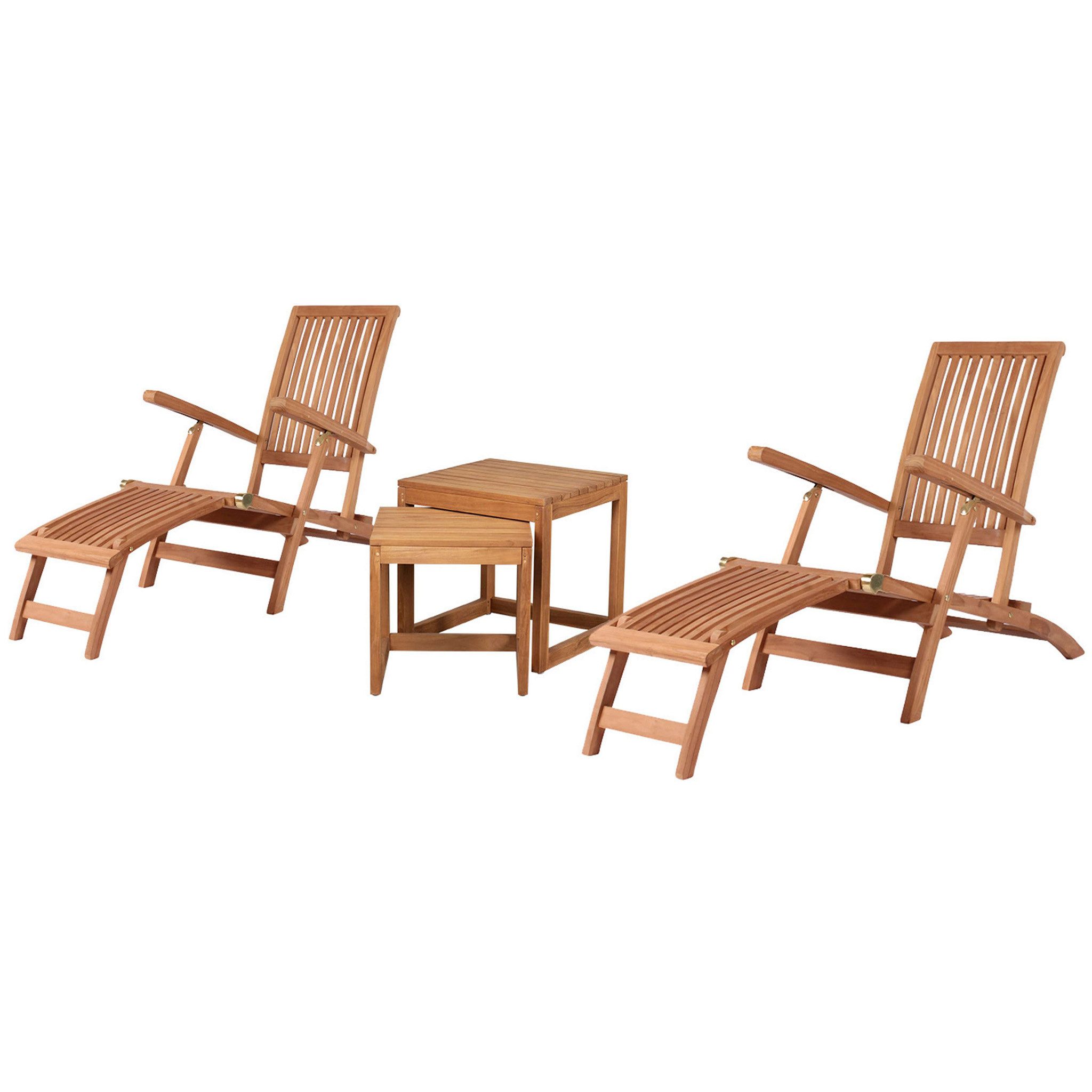 bene living Gartenlounge-Set Liegestuhl Yacht und Beistelltische Verwood, (Gartenmöbelset, 3-tlg., Gartenliegen inkl. Beistelltisch), klappbar mit separat abnehmbarem Fußteil