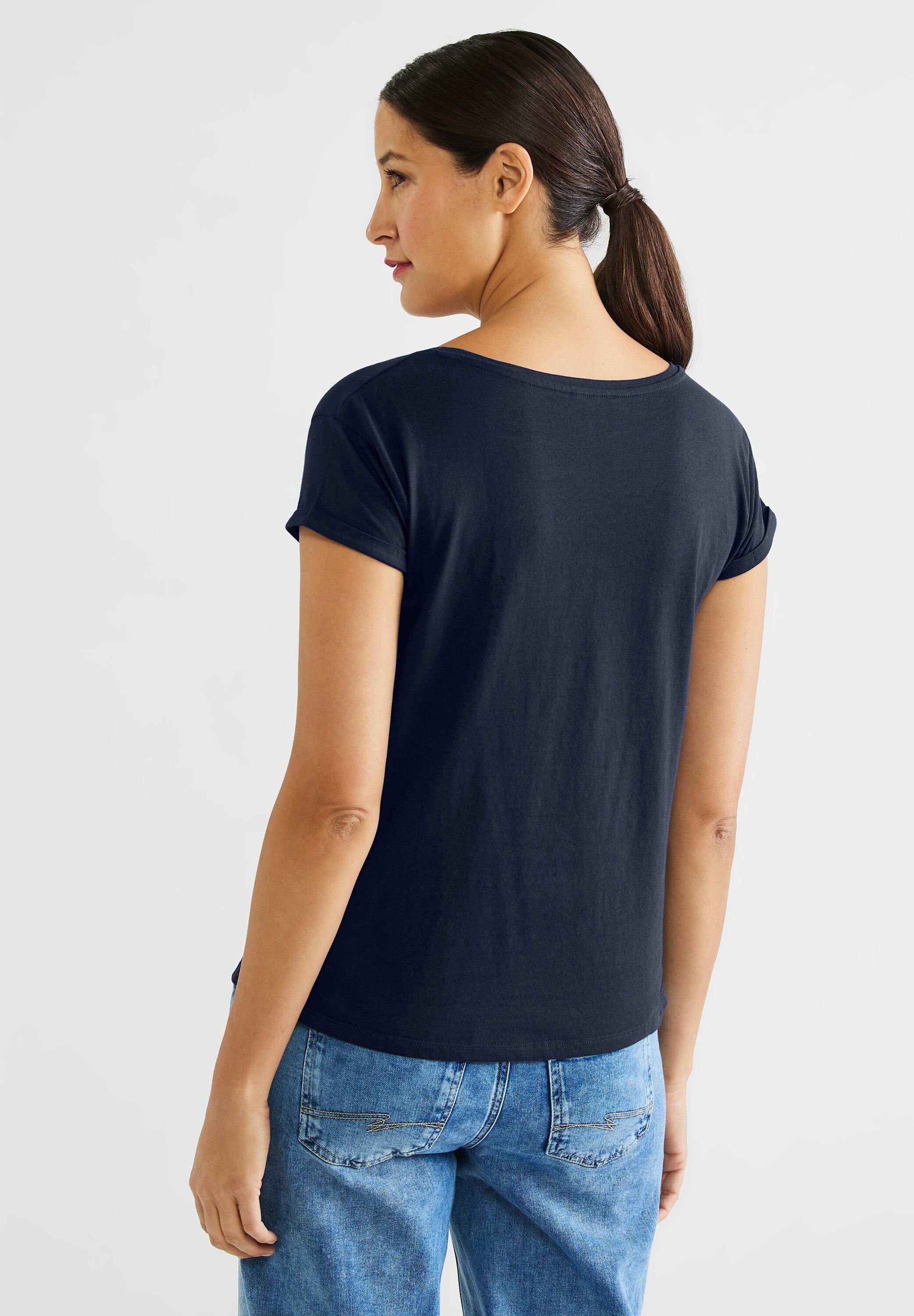 deep blue reiner Baumwolle aus STREET ONE T-Shirt