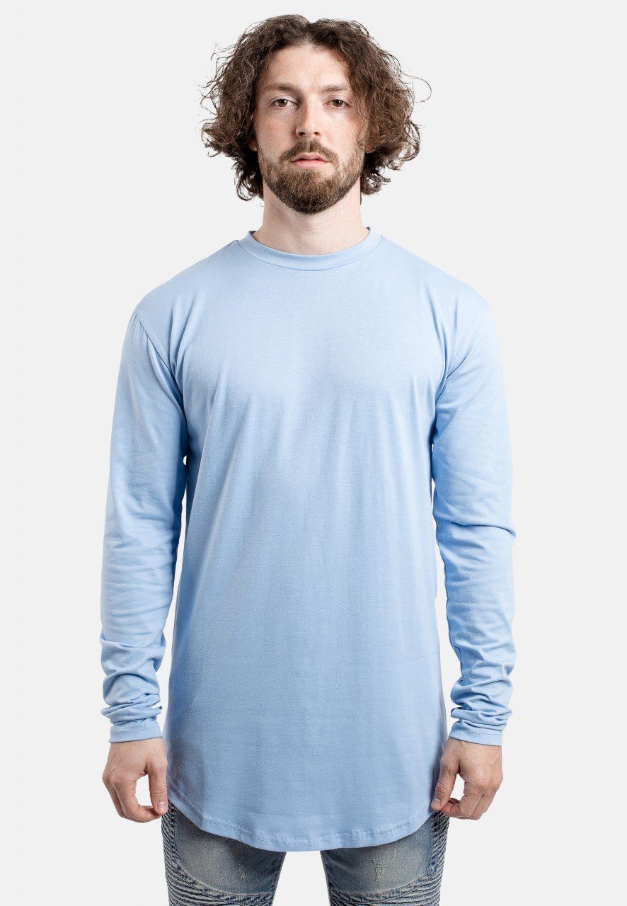 Blackskies Sleeve T-Shirt Long Longline Round Himmelsblau T-Shirt Large