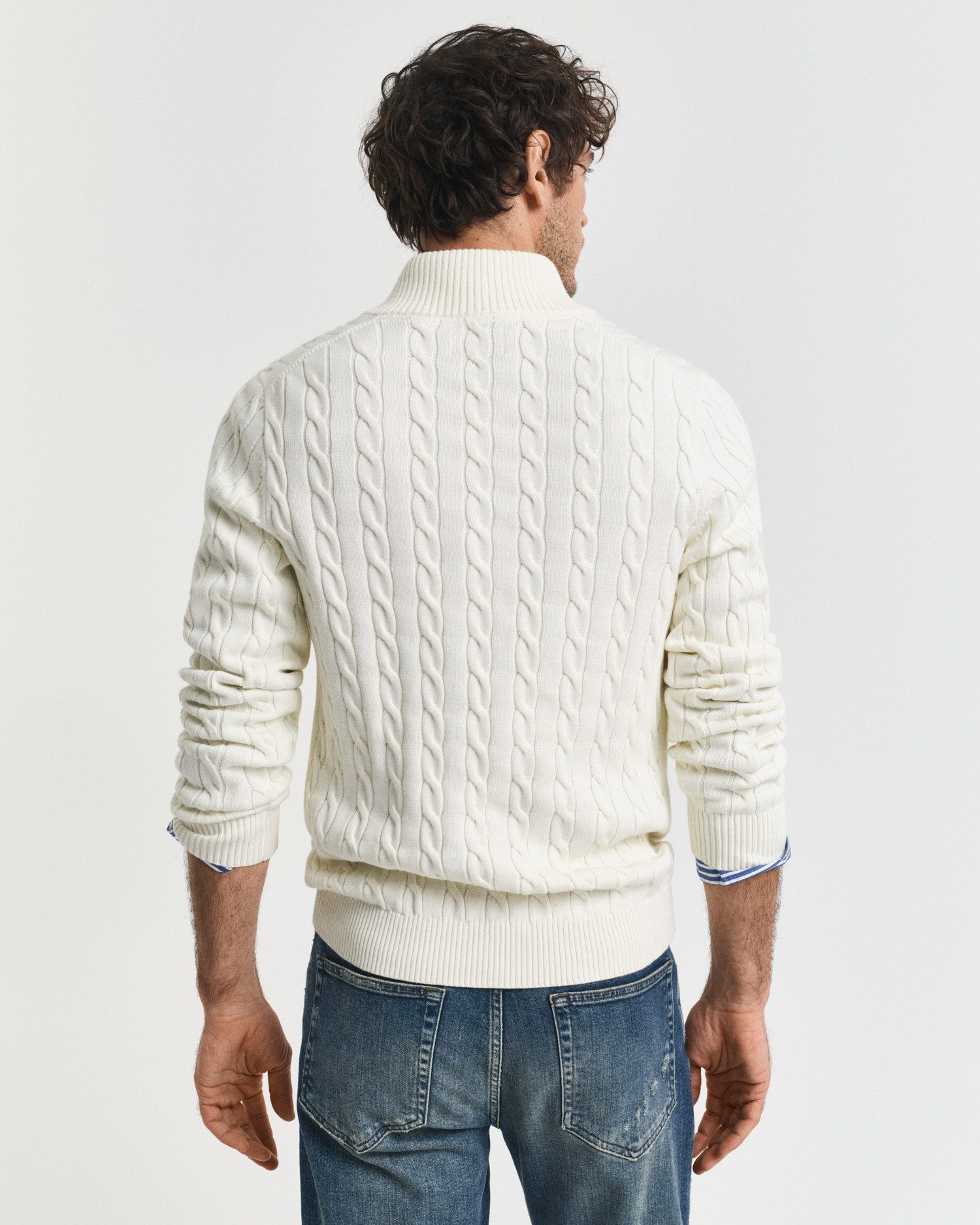 Gant Strickpullover COTTON CABLE HALF ZIP Mit Rundhalsausschnitt