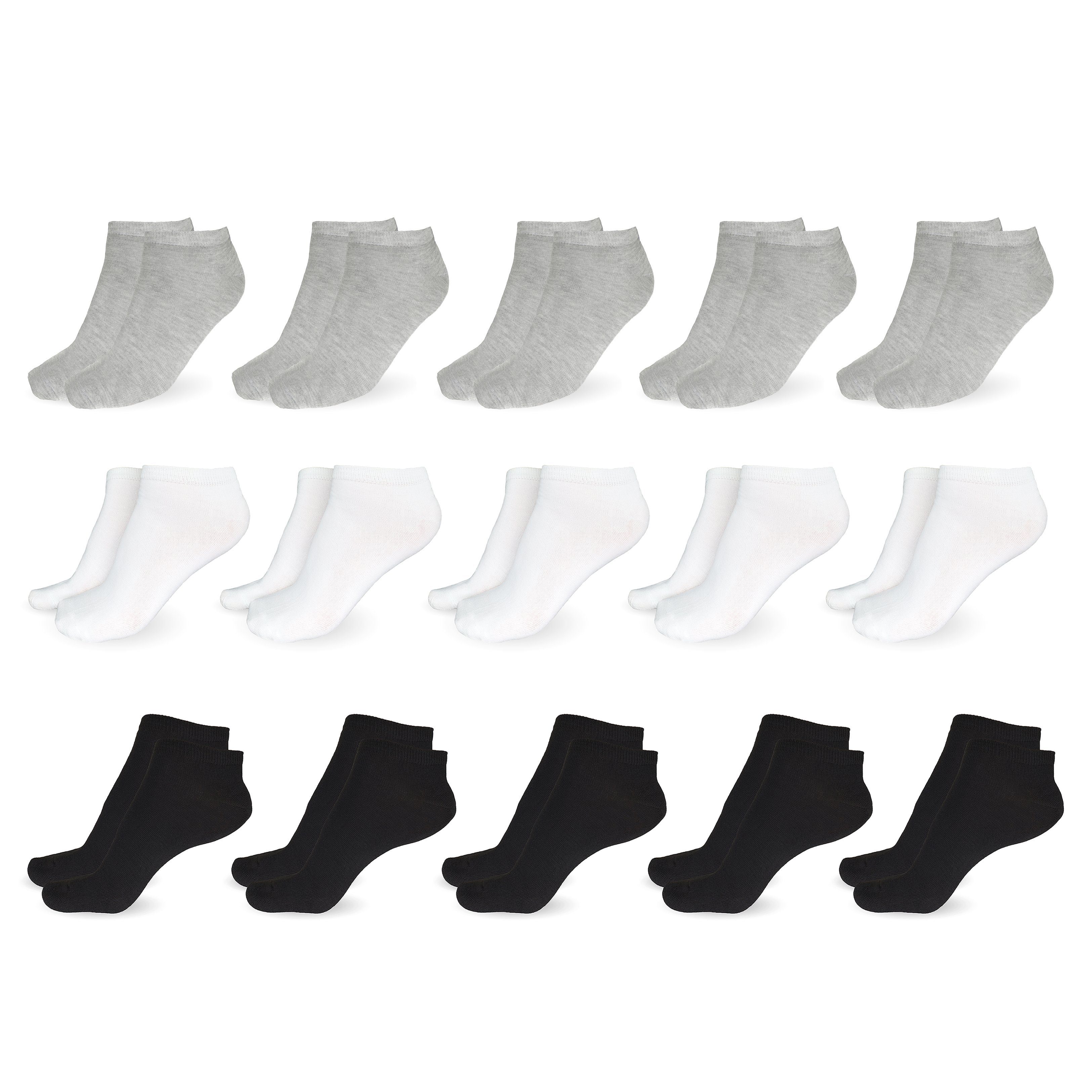 SO.I Freizeitsocken Sneaker Socken Damen & Herren aus Baumwolle (Größen 35-46, 5-20 Paar) atmungsaktive Unisex Socken 10x Grau + 10x Weiß + 10x Schwarz