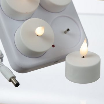 MARELIDA LED-Kerze LED Teelichter mit Ladestation wiederaufladbar D: 4cm flackernd 12St. (12-tlg)