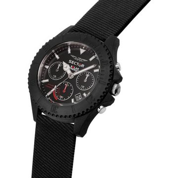 Sector Chronograph Sector Herren Armbanduhr Chrono Leder, Herren Armbanduhr rund, groß (41,2x37mm), Lederband schwarz, Elegant