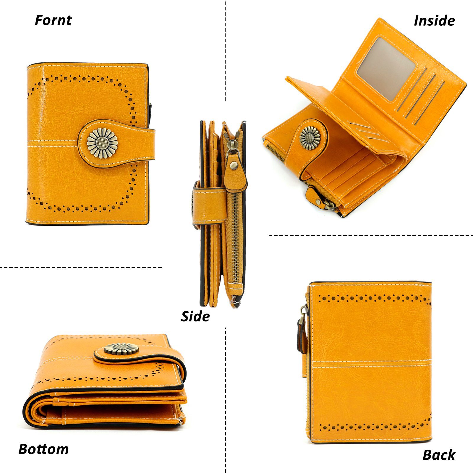 Elegante Druckknopf Brieftasche RFID Damen, Mango Damen Fächer und Portemonnaie mit mit Schutz,Geldbeutel Reißverschluss TAN.TOMI viele mit