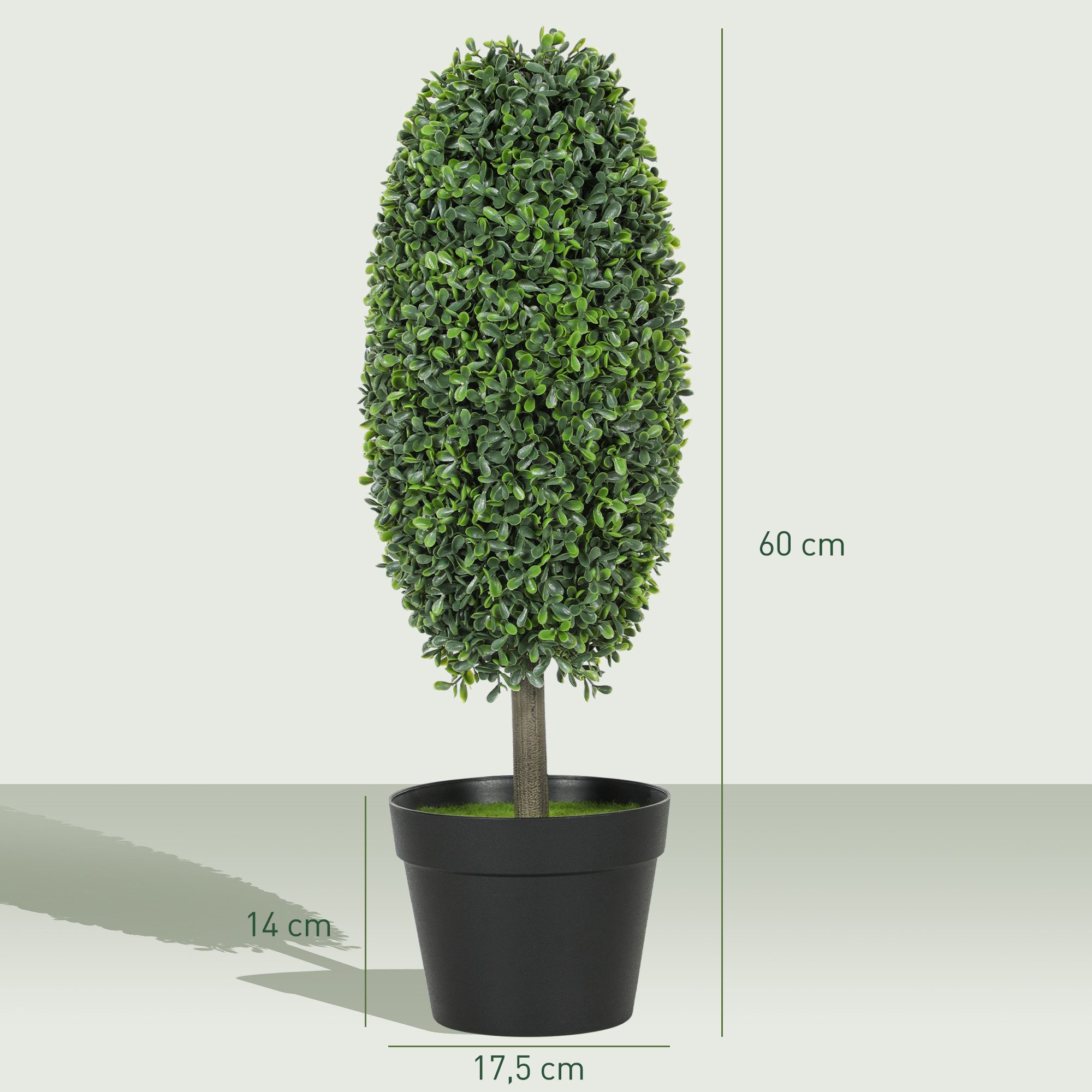Kunstpflanze im Olivenform Olivenbaum, HOMCOM, Höhe 60 cm, Dekoration für Wohnzimmer Schlafzimmer Outdoor