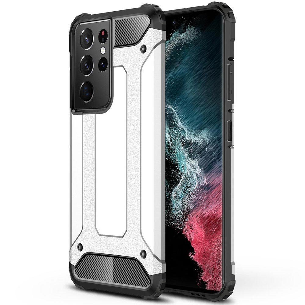 FITSU Handyhülle Outdoor Hülle für Samsung Galaxy S22 Ultra Silber 6,8 ...