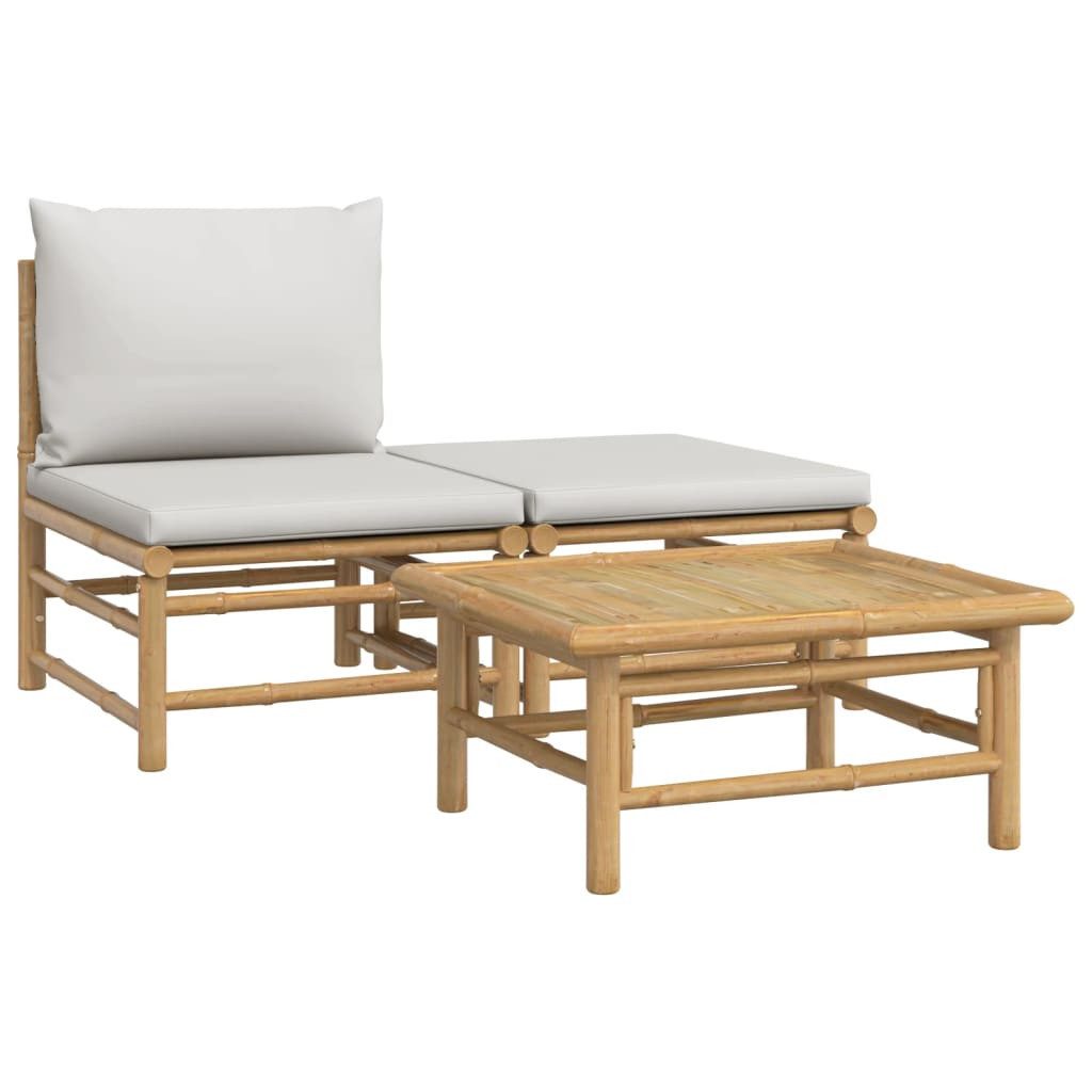 vidaXL Sofaelement 3-tlg. Garten-Lounge-Set mit Hellgrauen günstig online kaufen