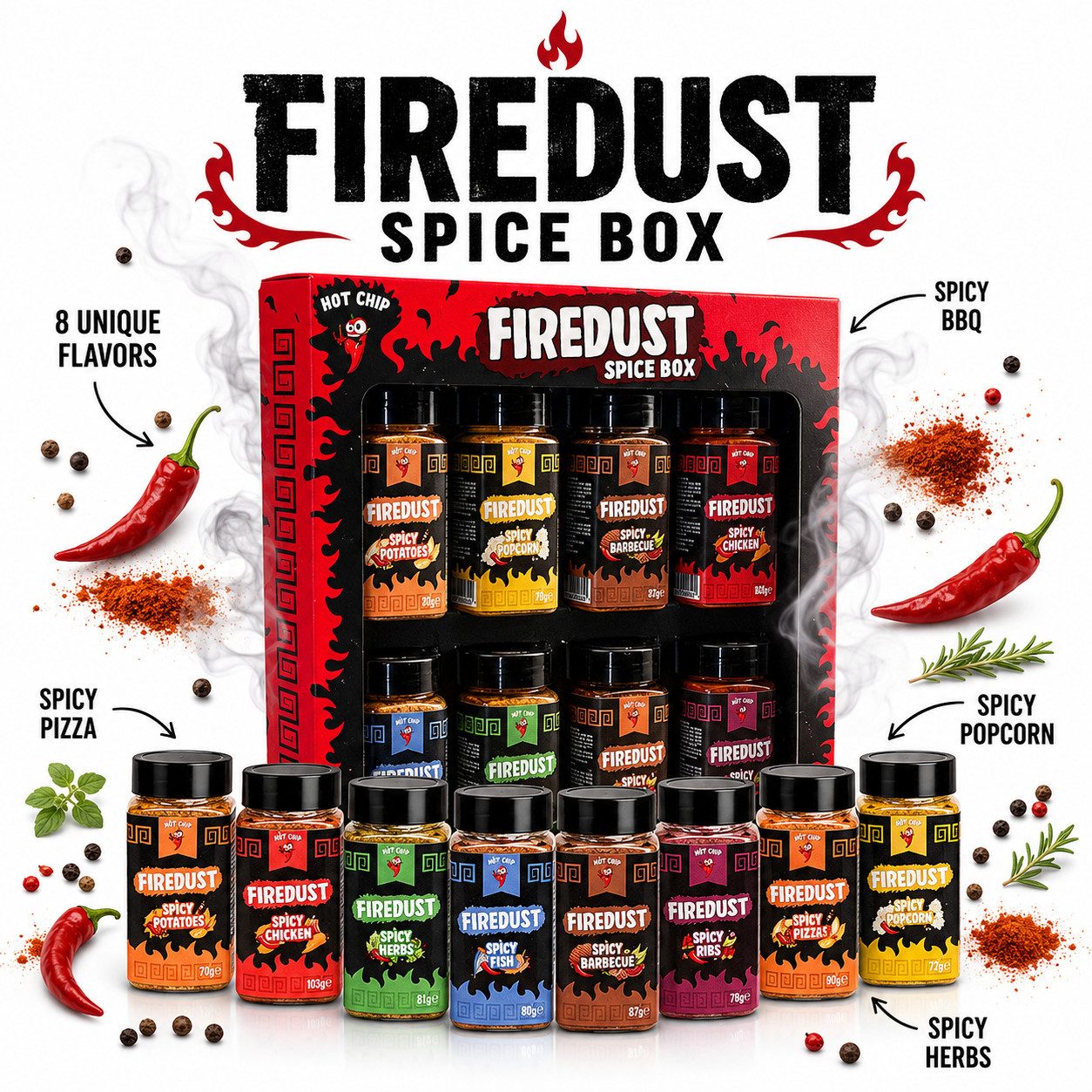 Candy & Bar Gewürz HOT-CHIP Firedust Gewürzset – 8 Sorten, 660 g – Bild 3 von 3