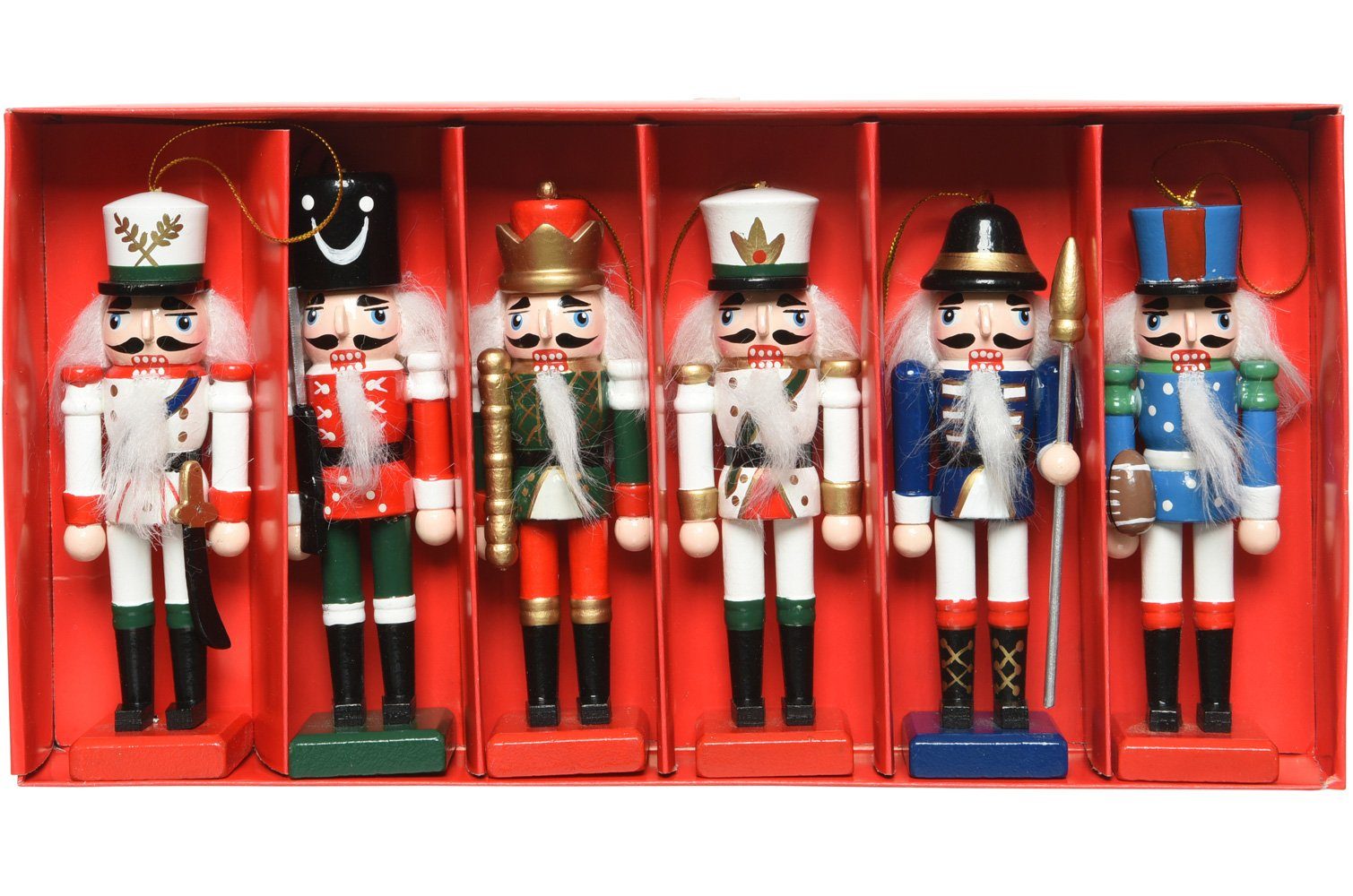 Kaemingk Christbaumschmuck, Baumschmuck Mix Nussknacker Holz 12.5cm, 6er Set