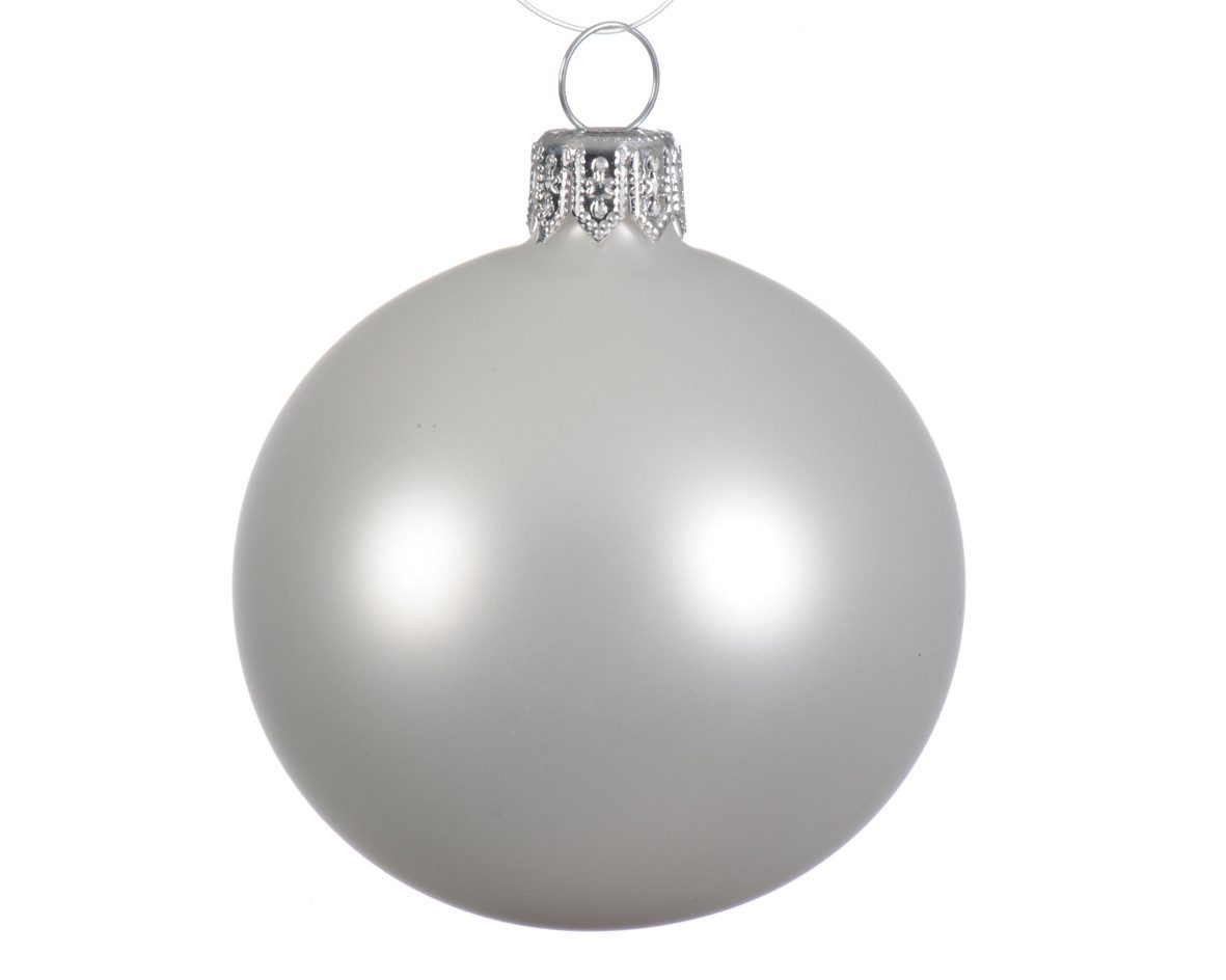 Kaemingk Weihnachtsbaumkugel, Weihnachtskugeln Glas 10cm mundgeblasen 4er Box - Winterweiß matt