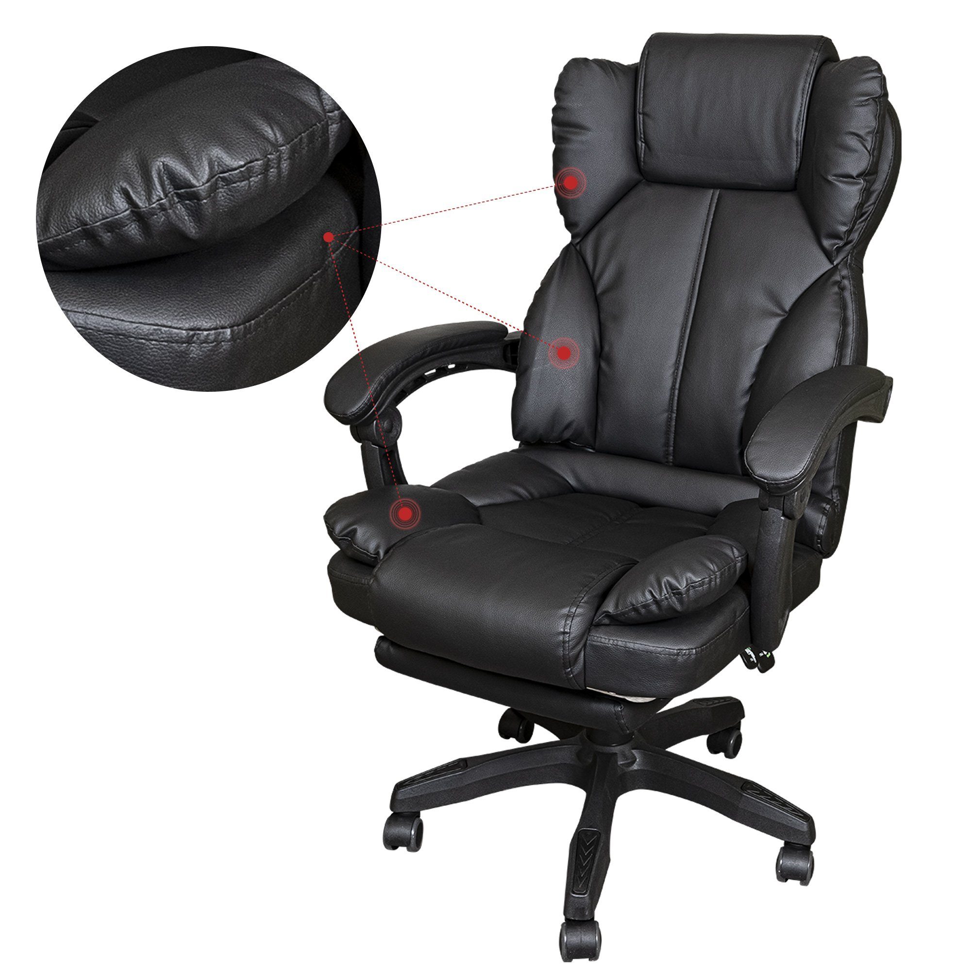 flexiblen Office Home (einzeln), Bürostuhl Chefsessel Schwarz Armlehnen Chair - Ares TRISENS Kunstleder Stoff-Design in mit
