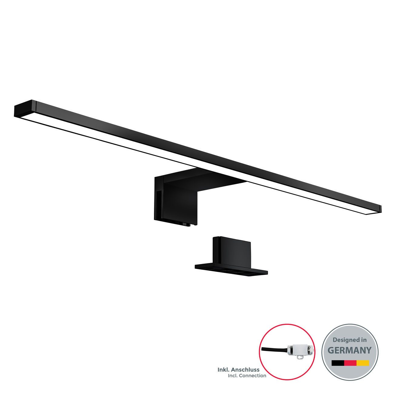 B.K.Licht Wandleuchte Badleuchte LED Spiegelleuchte Badezimmer IP44 230V chrom/schwarz, LED fest integriert, 4000K, Schminklicht 8W 780lm Badezimmer-Beleuchtung Spiegelschrank Flur