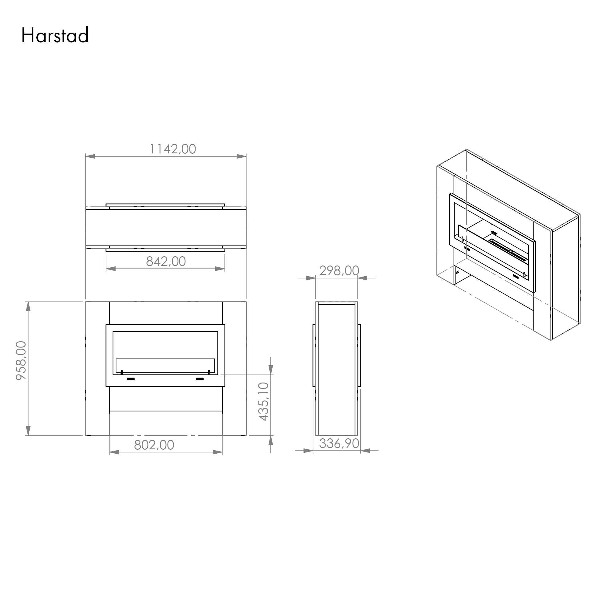 GLOW FIRE Echtfeuer-Dekokamin Harstad Ethanol Kamin, Bioethanol Kamin mit 3h Brenndauer, Heizleistung bis 2 kw