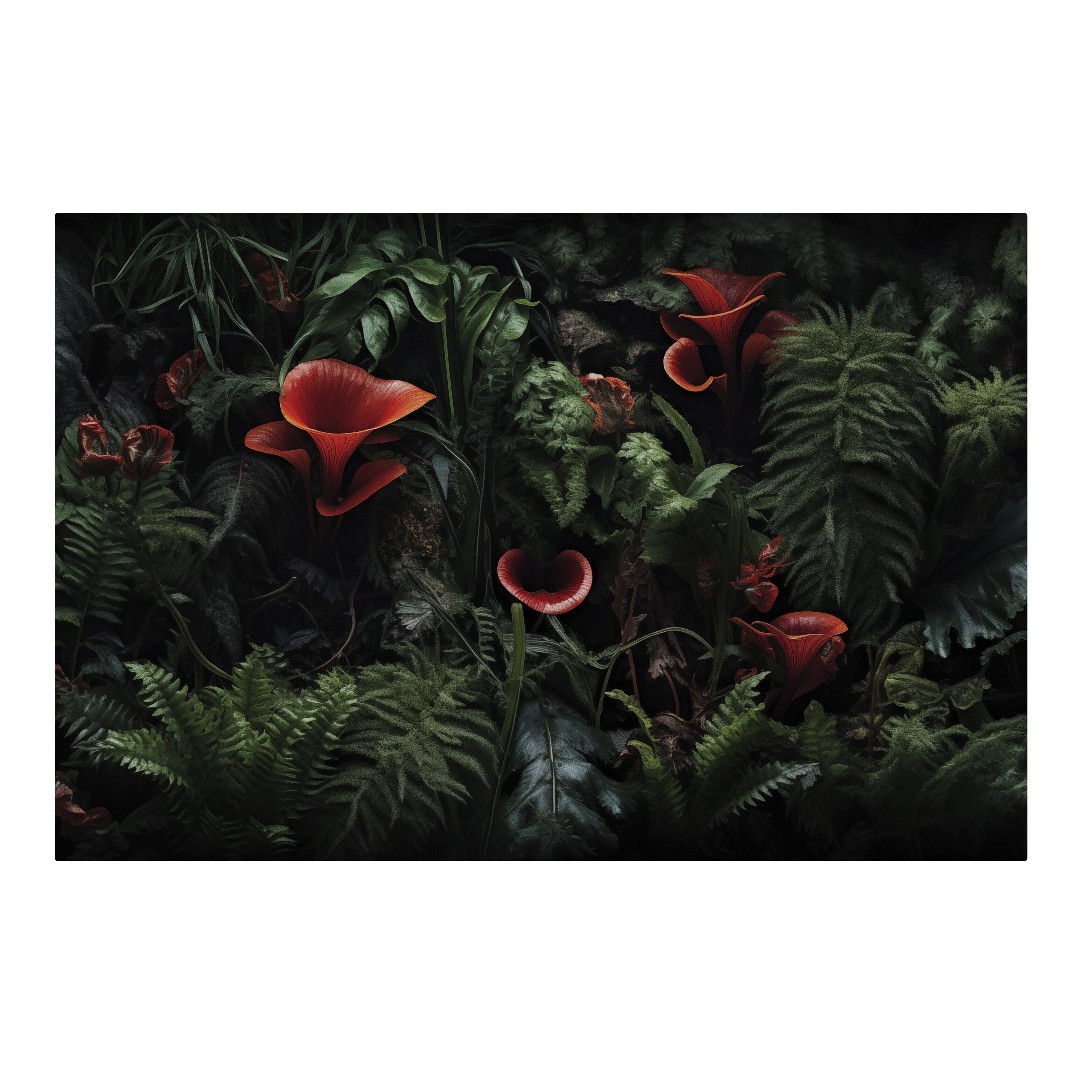 SPACEREBELS Leinwandbild CRIMSON FERNS, Blumen & Pflanzen (1 St), 3 cm Keilrahmen, Baumwollleinwand