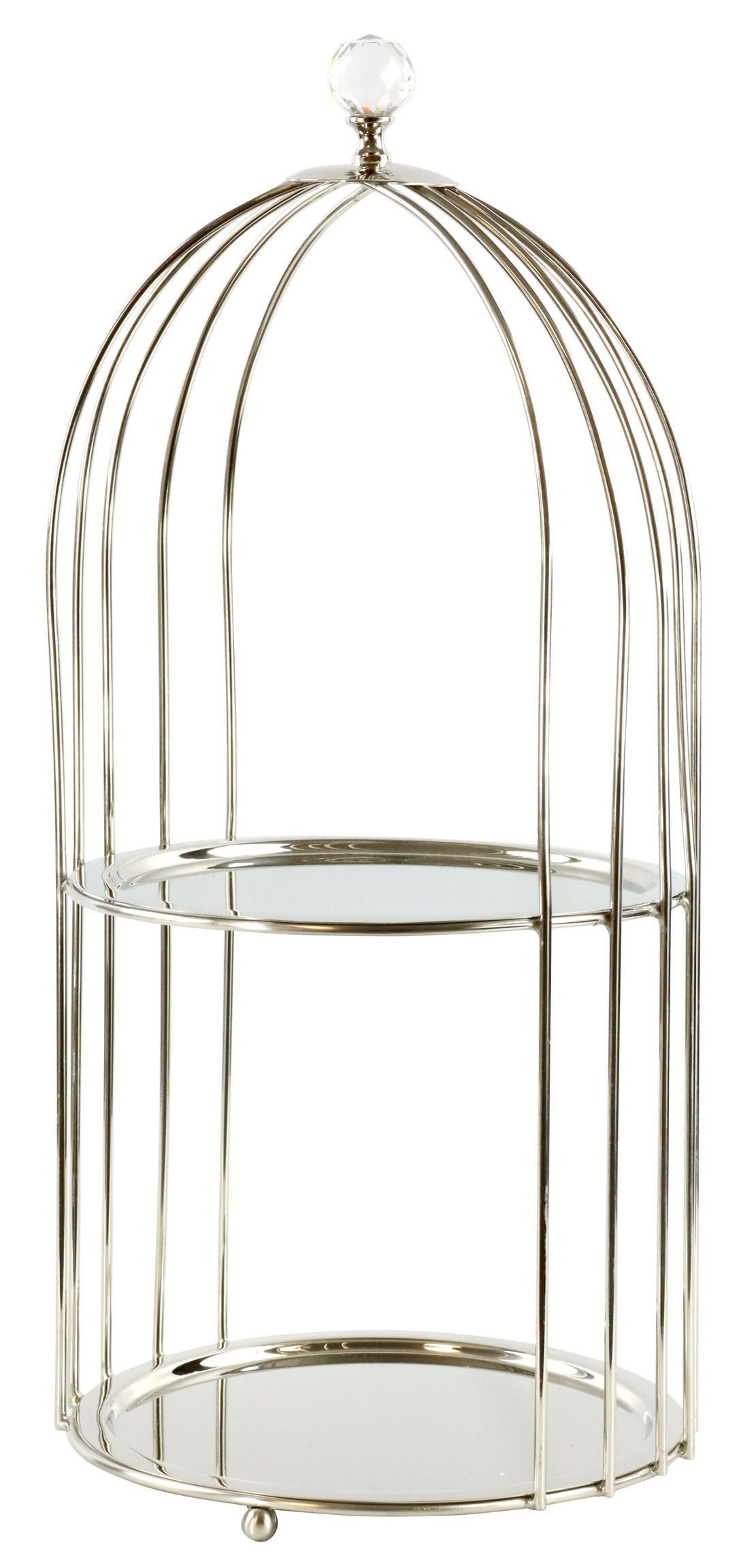 FURNARO Etagere CAGE, Edelstahl vernickelt, rund zweistöckig aus vernickelten Edelstahl ca. 53cm