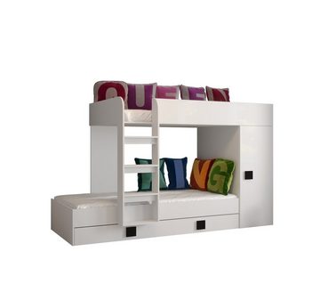 Unique Home Hochbett Hochbett TOL 2G, mit Treppe, Schrank. Auch für 3 Kinder geeignet Schublade / Bettkasten kann auch als dritte Bett genutzt werden