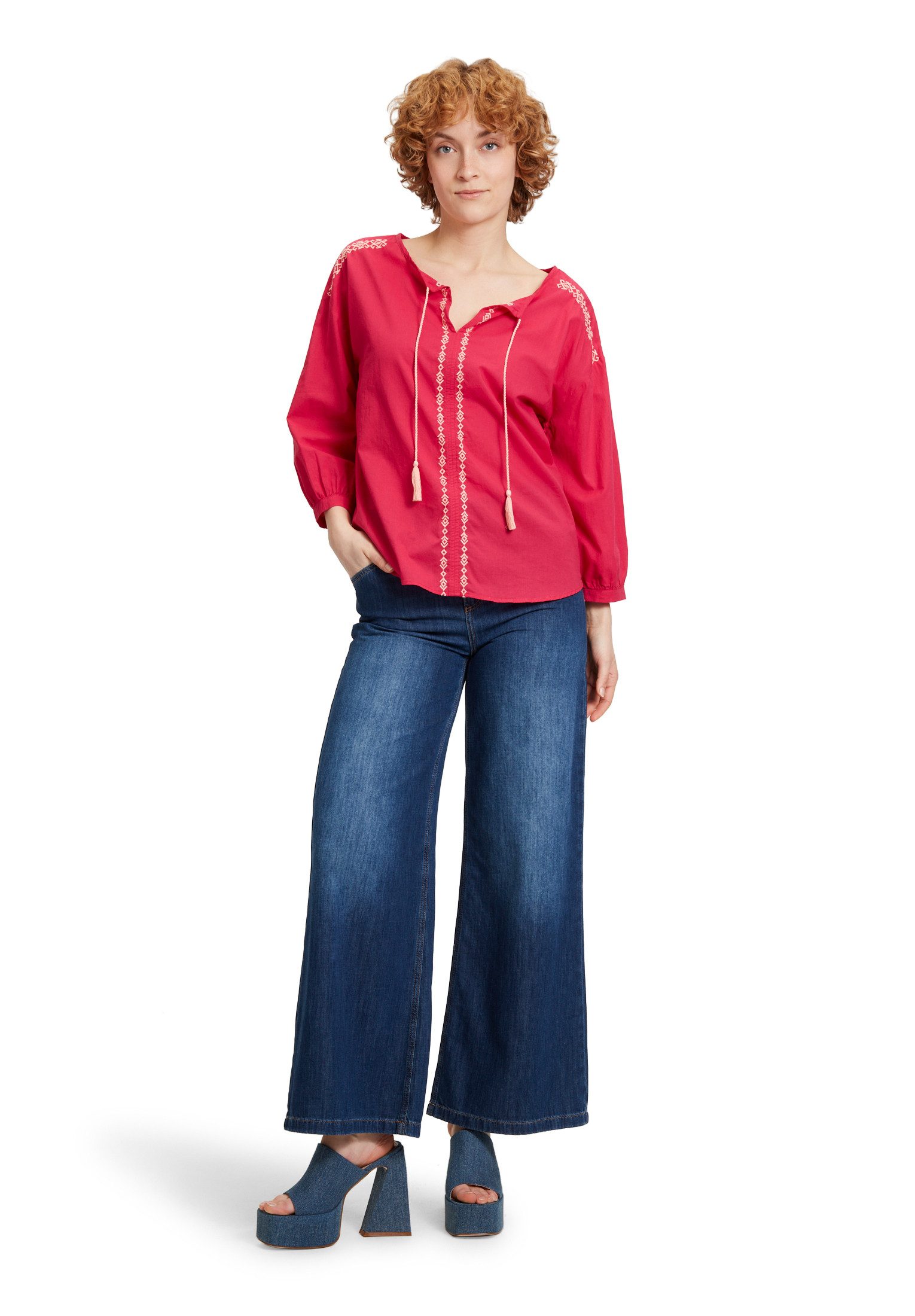 Cartoon Schlupfbluse Damen mit Stickerei