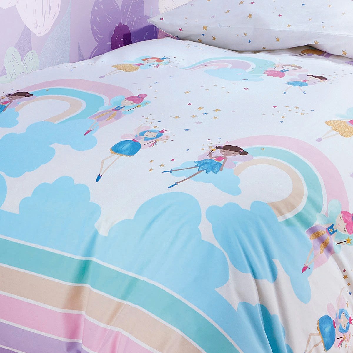 Kaeppel Bettwäsche Feinbiber Rainbow Fairies 135x200 + 80x80 cm 4868 bunt F günstig online kaufen