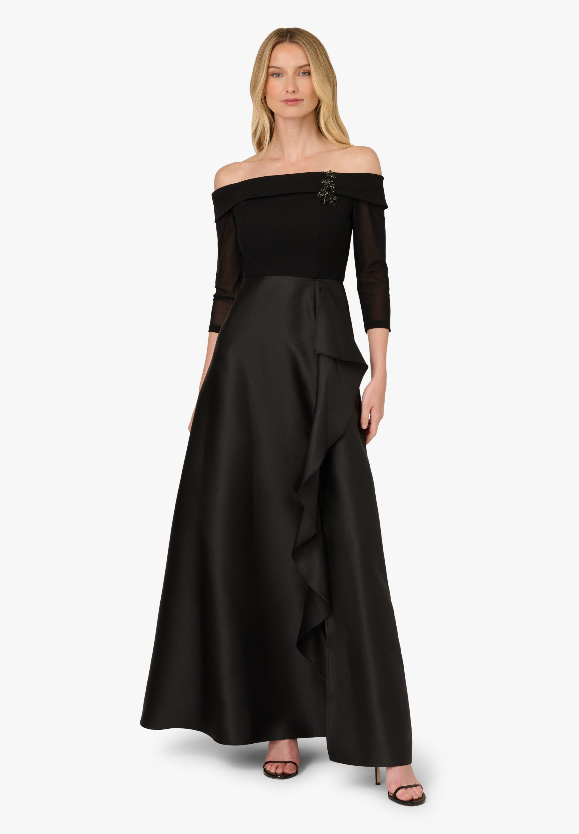 Adrianna Papell Abendkleid Combo Off Shoulder Gown Modernes A-Linien-Kleid aus Mikado