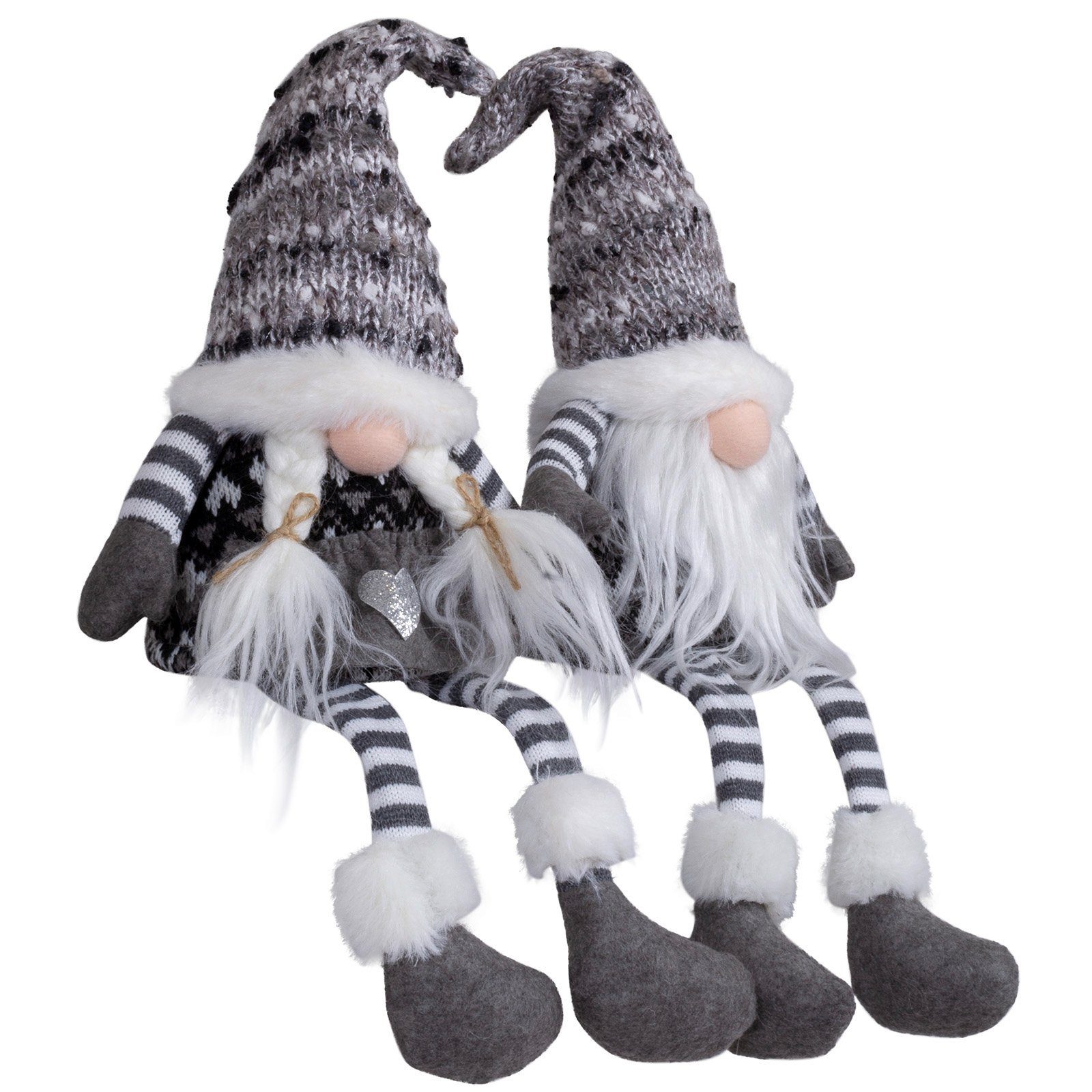 Christmas Paradise Weihnachtsfigur Wichtel 18cm (43cm) Kantenhocker Pärchen (Deko Figuren, 2 St., im Set), Weihnachten, grau