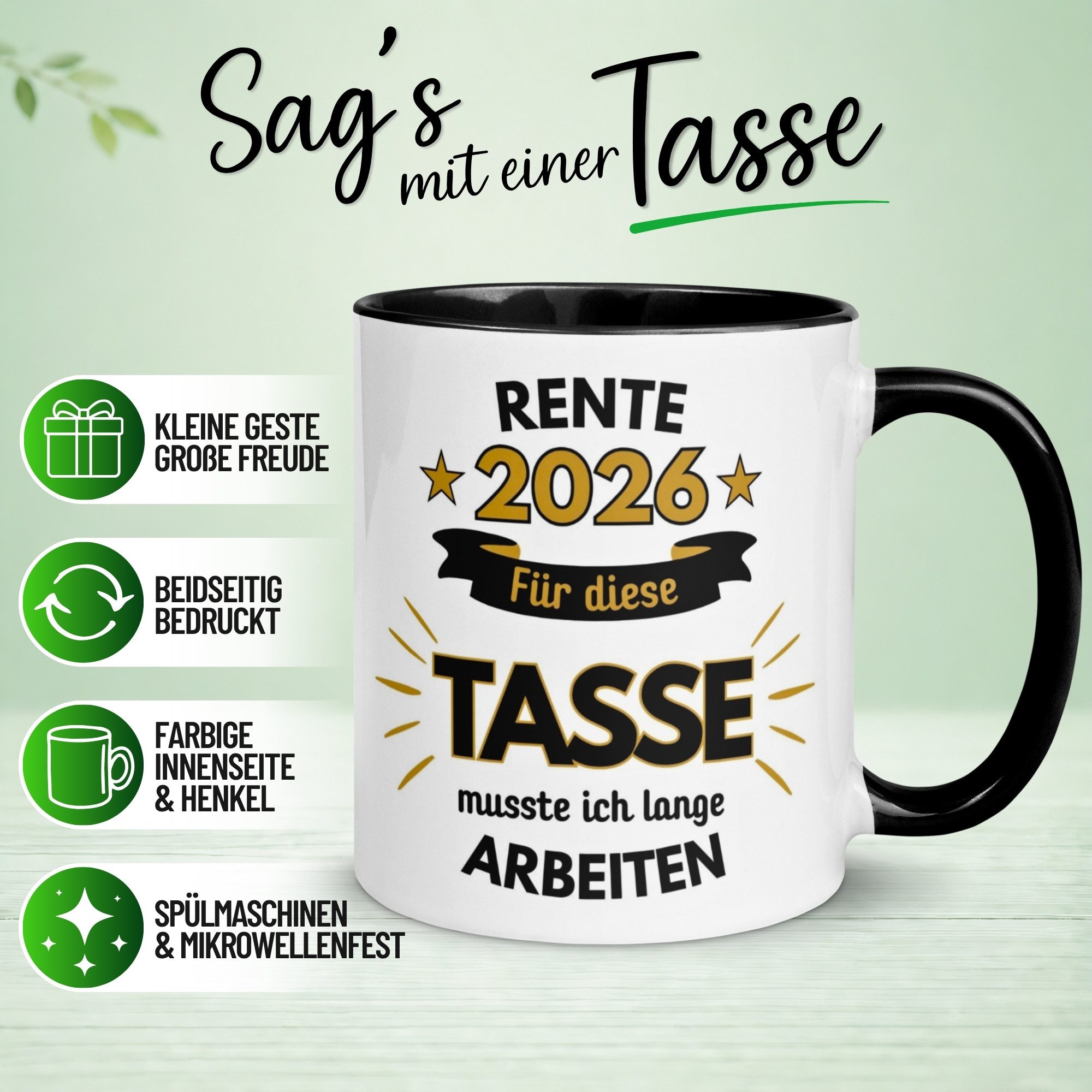 Momentals Tasse Rente – Dafür musste ich lange arbeiten – Renteneintritt Geschenk Mann, Gratis Versand · Links-&Rechtshänder · Spülmaschinenfest