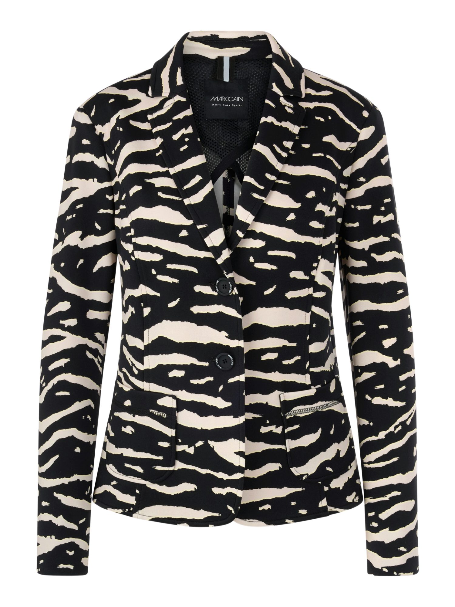 Marc Cain Jackenblazer schwarz,Freizeit,Polyester,Animalprint,Reverskragen,Lang,Gerade
