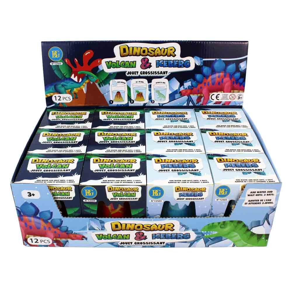 B&G INTERNATIONAL Spielfigur Schlüpfender Dino im Ei aus Vulkan oder Eisberg, (12-tlg)
